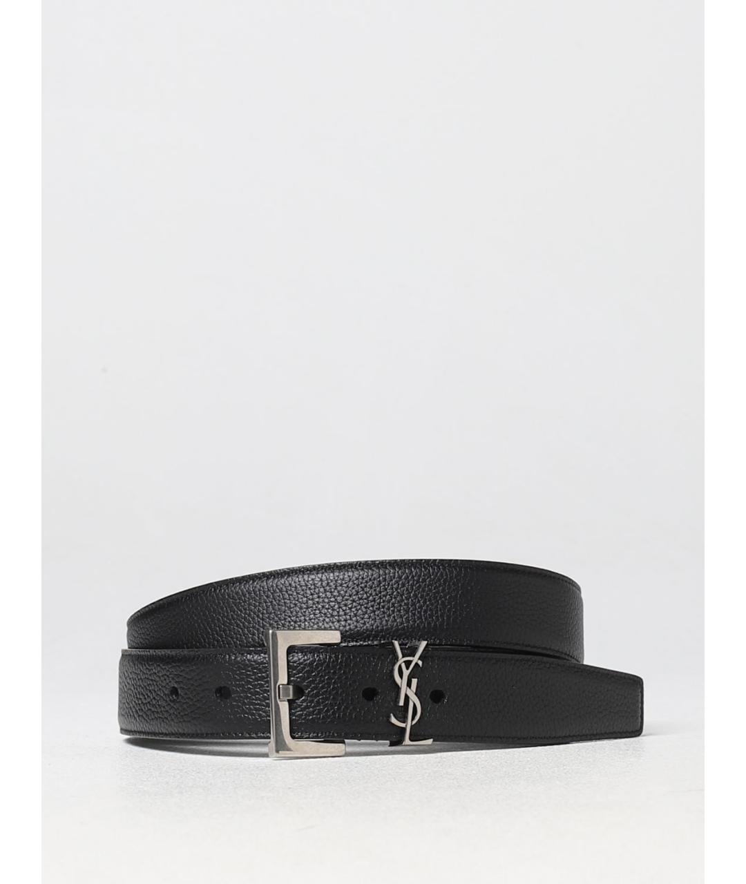 SAINT LAURENT Черный кожаный ремень, фото 3