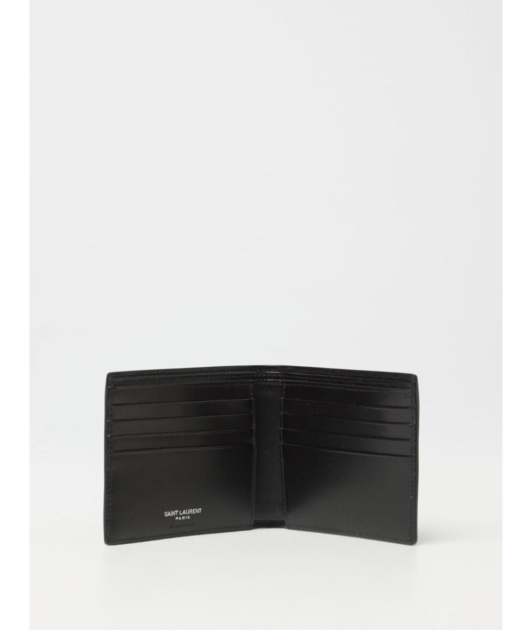 SAINT LAURENT Черный кожаный кошелек, фото 2