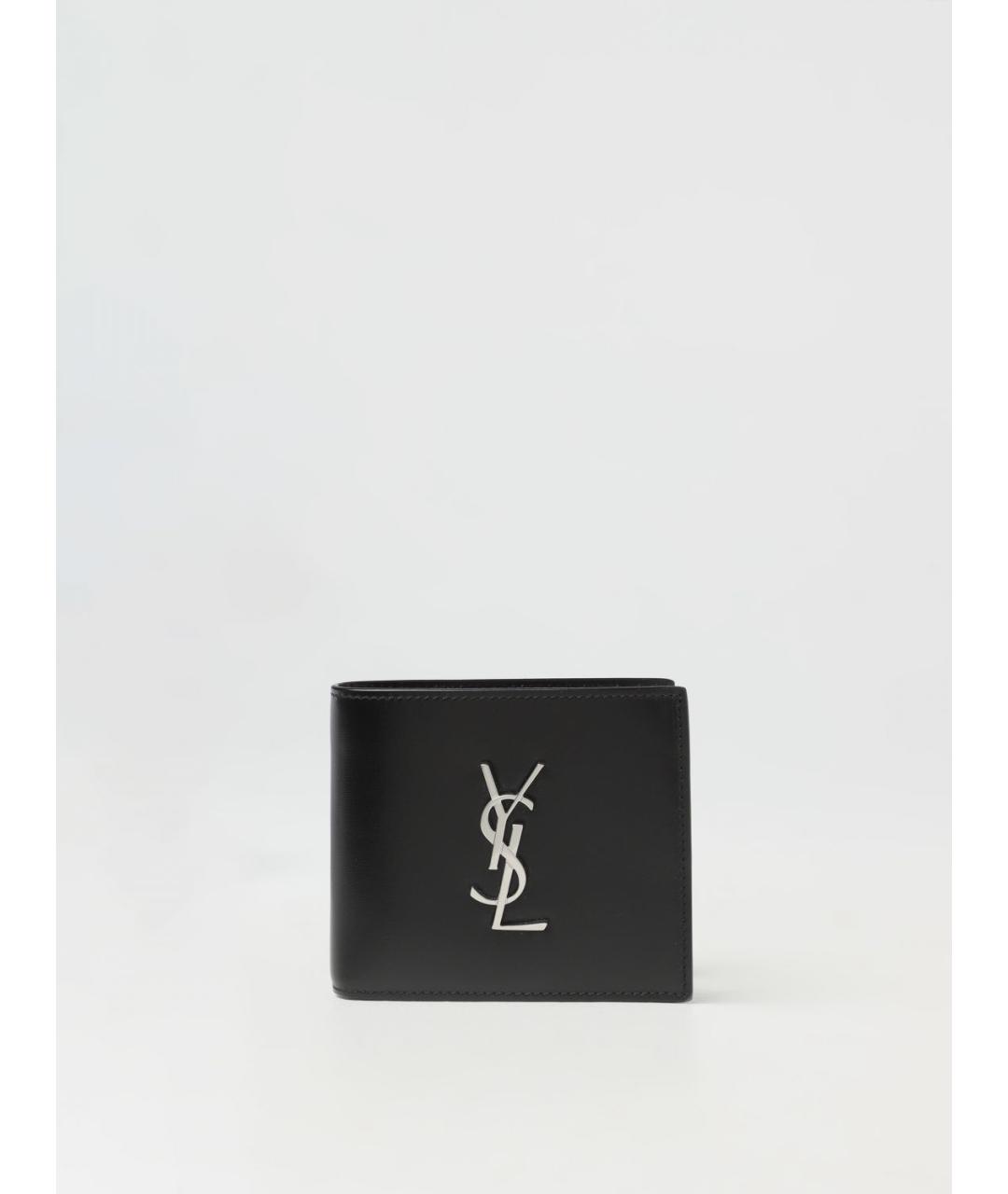 SAINT LAURENT Черный кожаный кошелек, фото 4