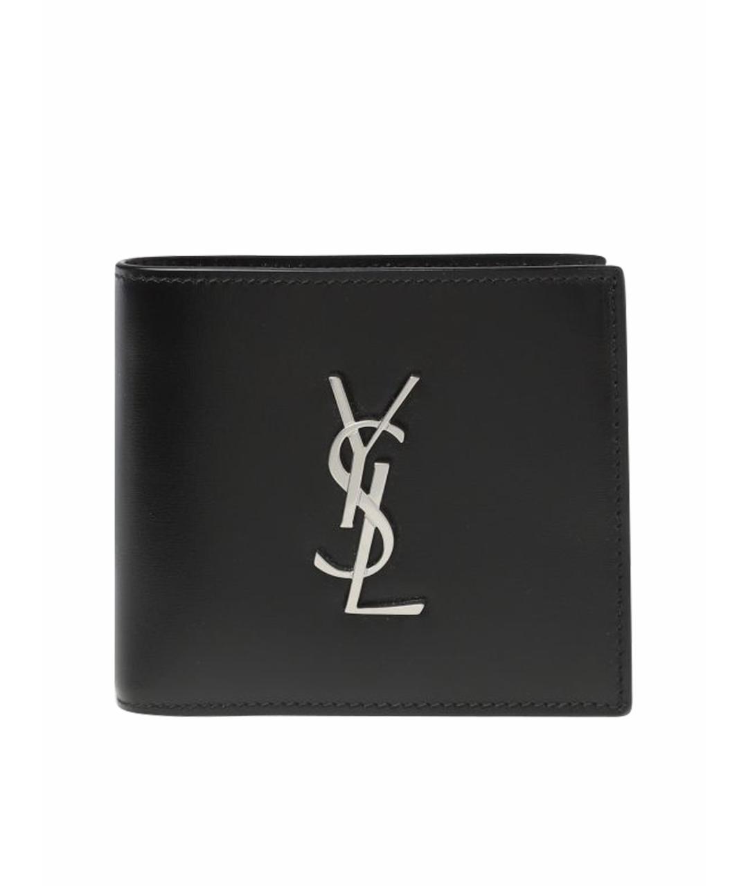 SAINT LAURENT Черный кожаный кошелек, фото 1