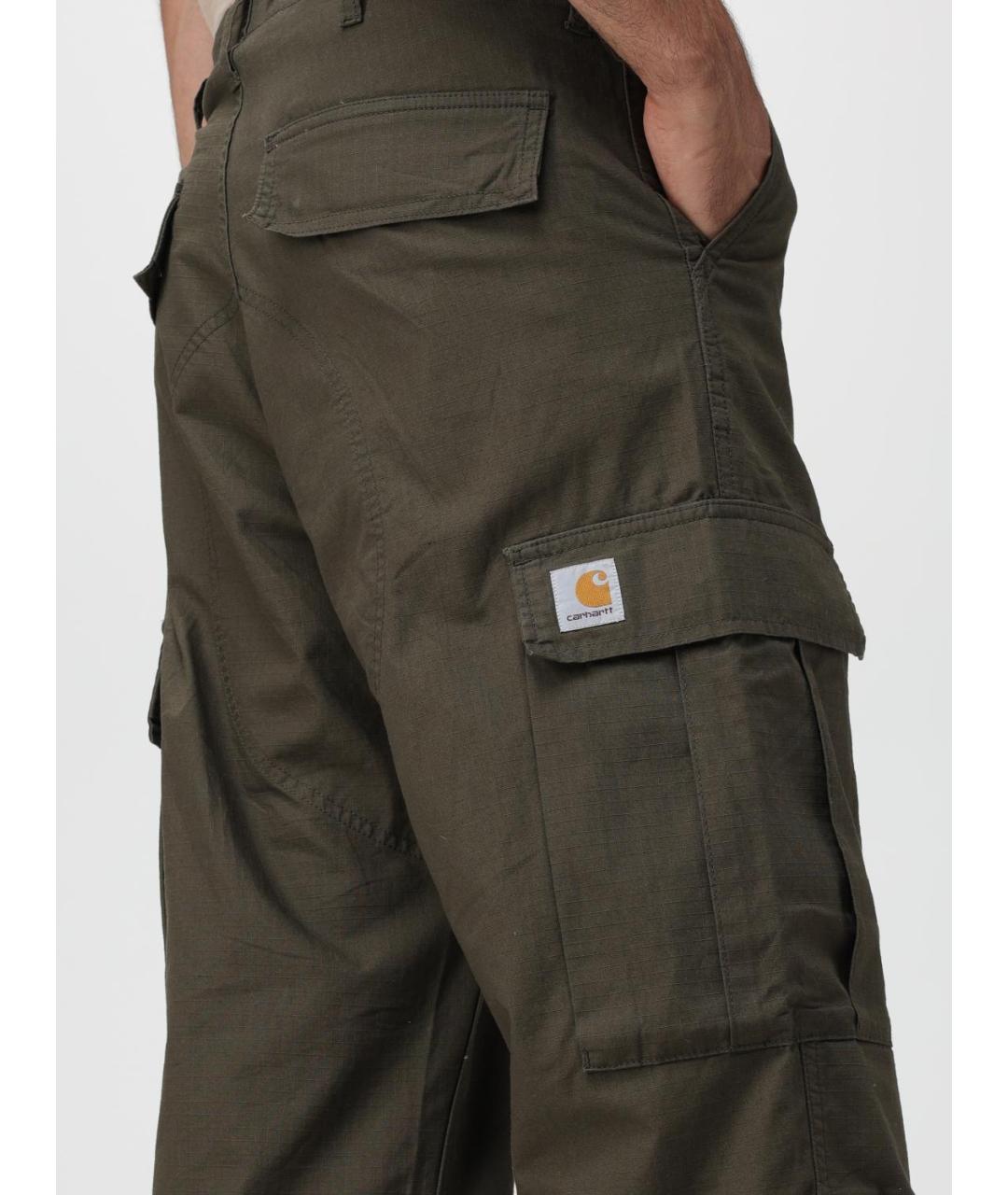 CARHARTT WIP Хаки хлопковые повседневные брюки, фото 4