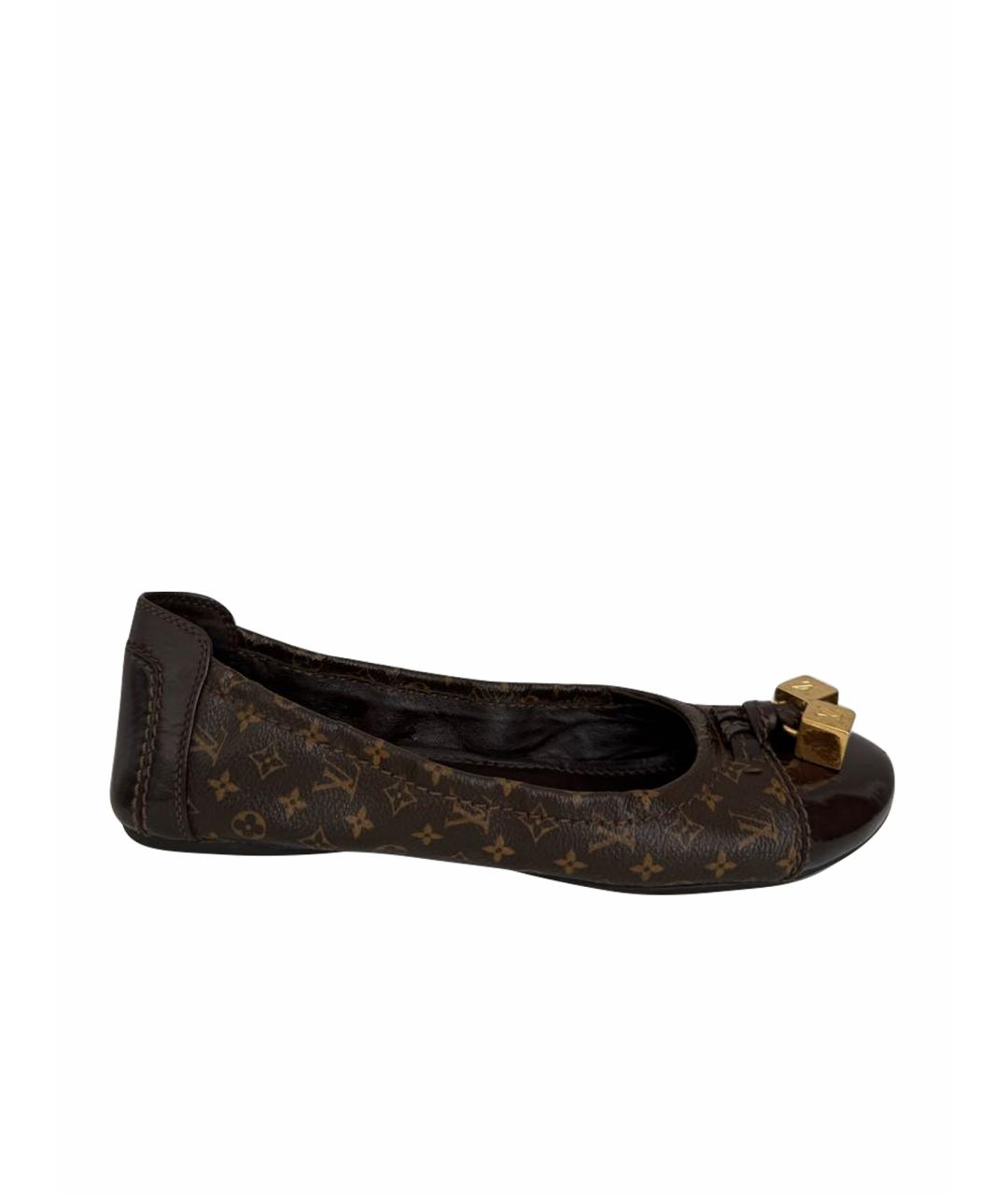 LOUIS VUITTON Коричневые кожаные балетки, фото 1