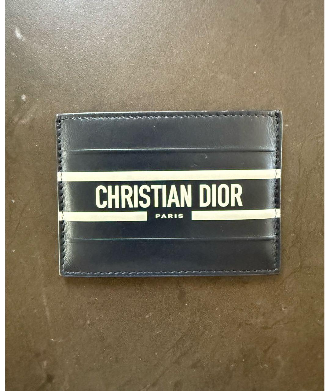 CHRISTIAN DIOR Синий кожаный кардхолдер, фото 5