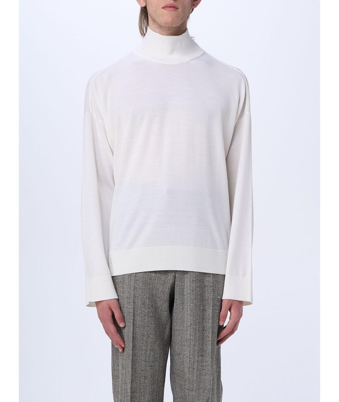 BOTTEGA VENETA Белый шерстяной джемпер / свитер, фото 2