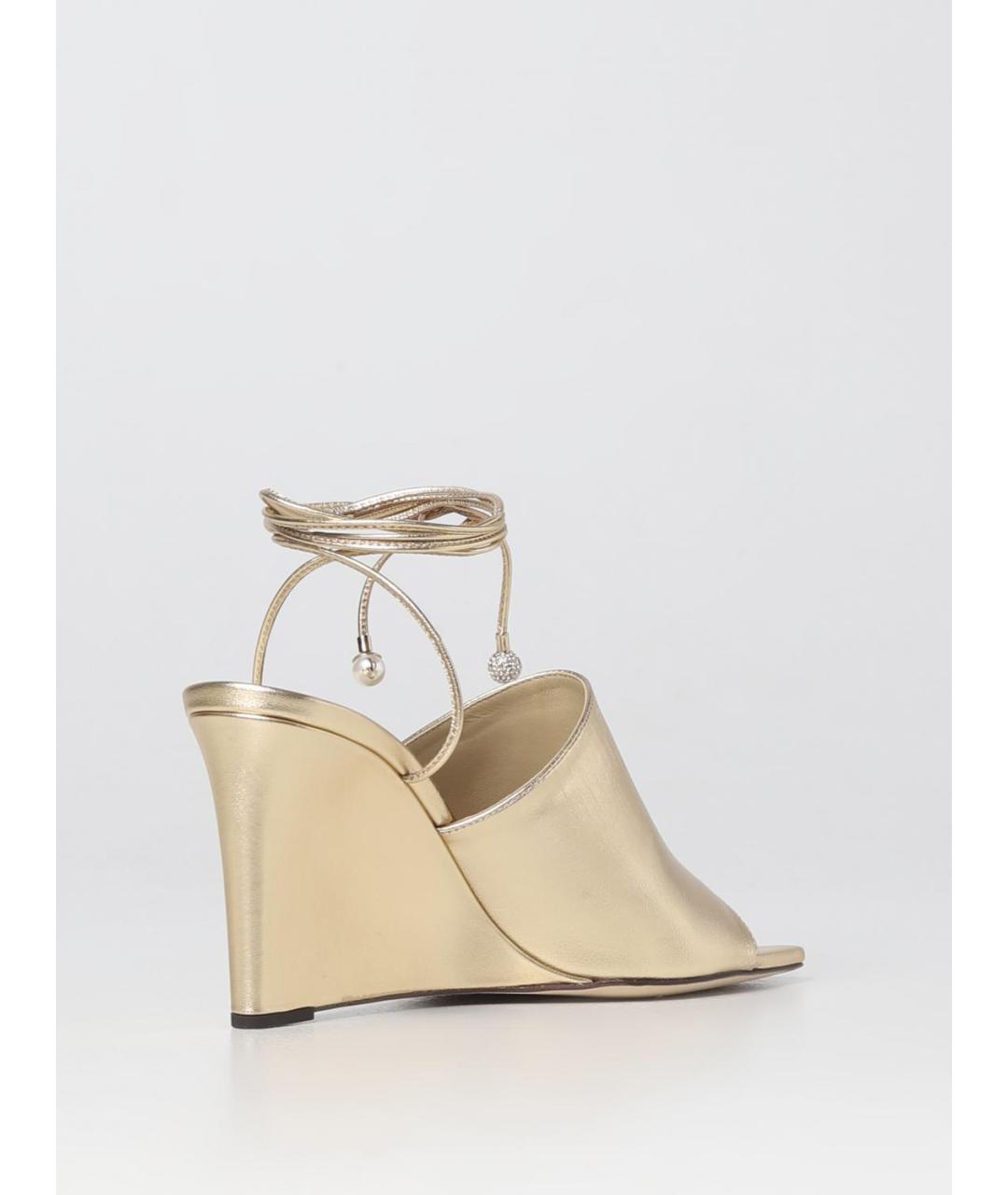 JIMMY CHOO Золотые кожаные босоножки, фото 3