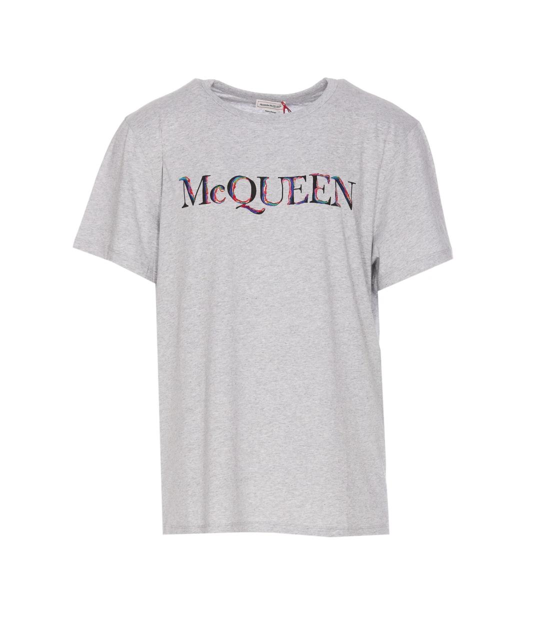 ALEXANDER MCQUEEN Серая хлопковая футболка, фото 1