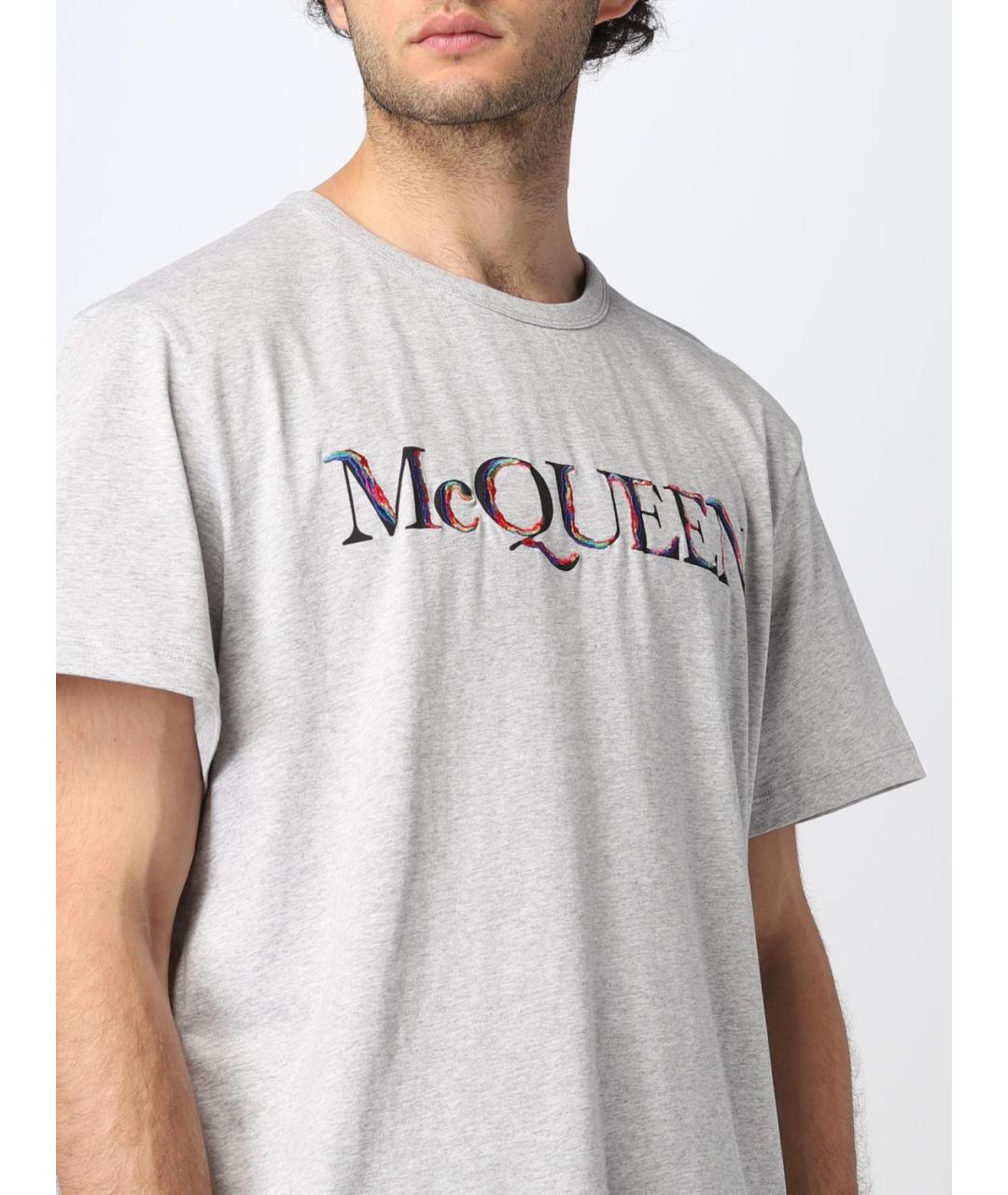 ALEXANDER MCQUEEN Серая хлопковая футболка, фото 6