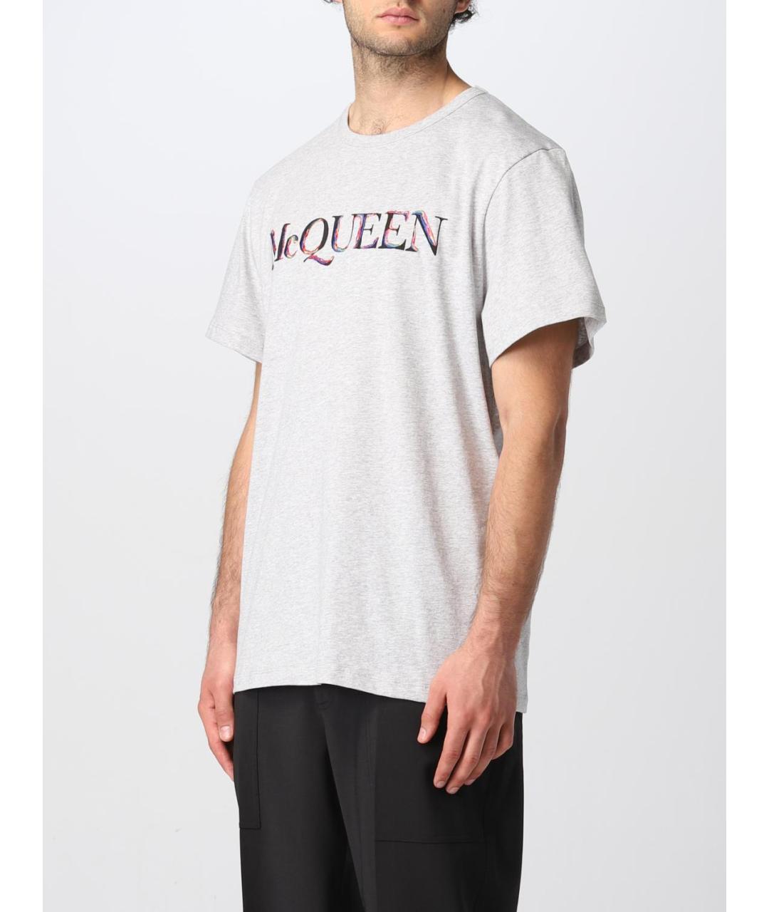 ALEXANDER MCQUEEN Серая хлопковая футболка, фото 5
