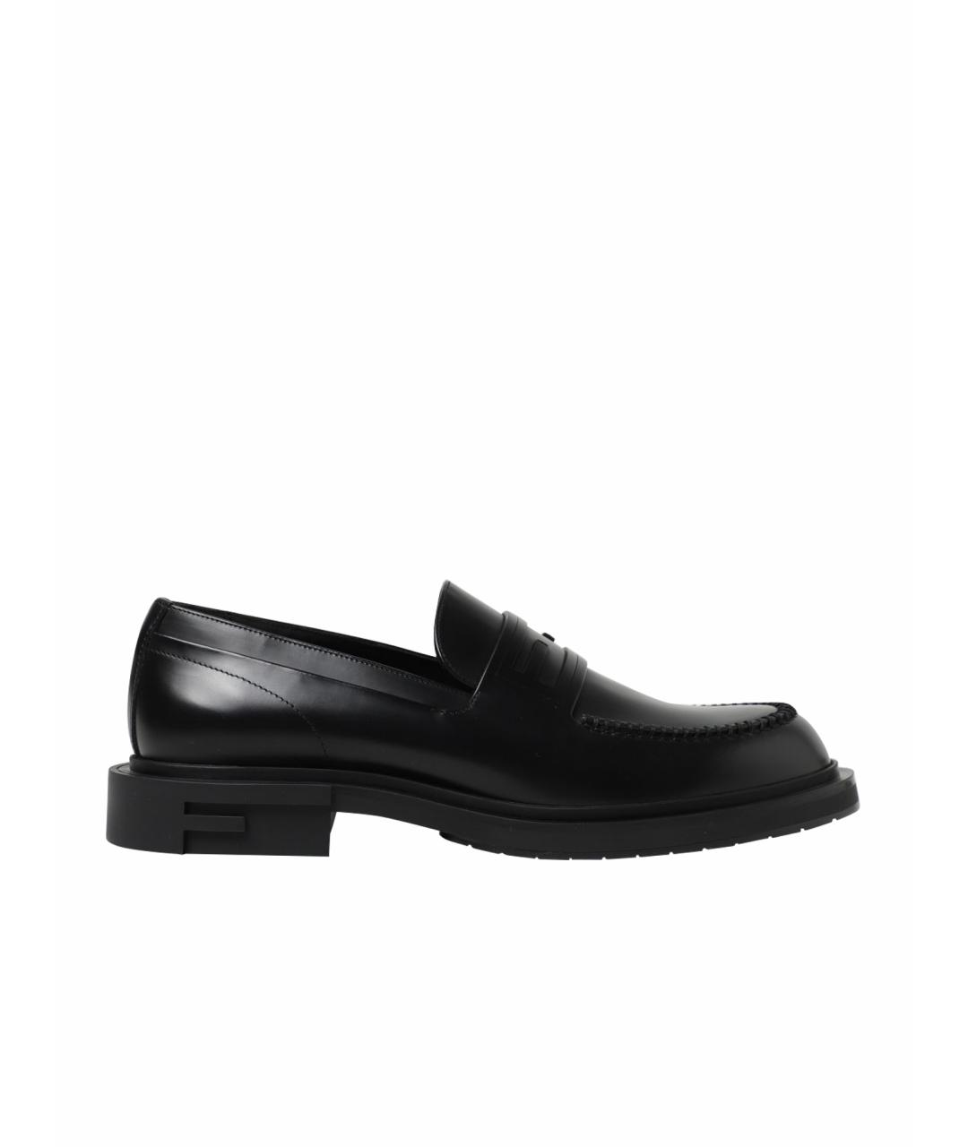 FENDI Черные кожаные лоферы, фото 1