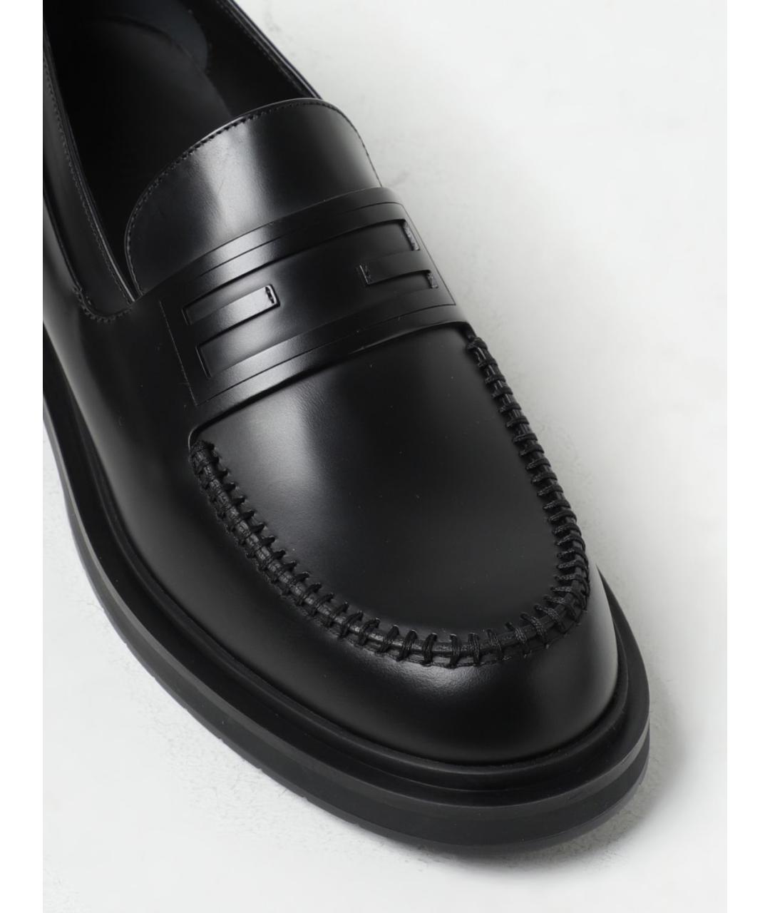 FENDI Черные кожаные лоферы, фото 4