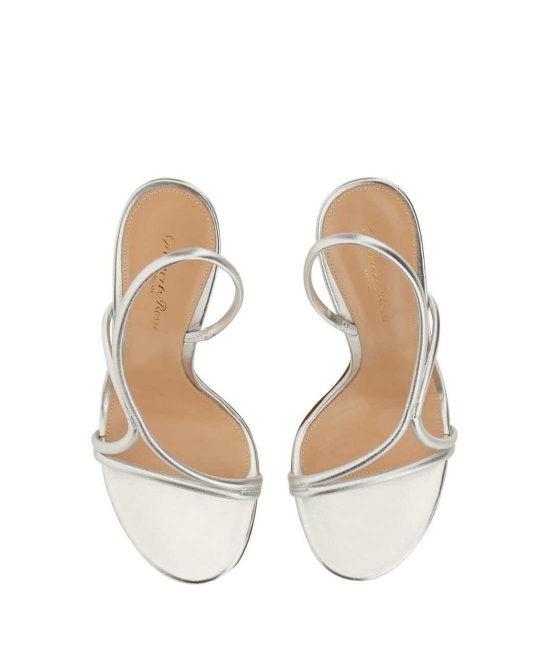 GIANVITO ROSSI Серебряные кожаные босоножки, фото 5