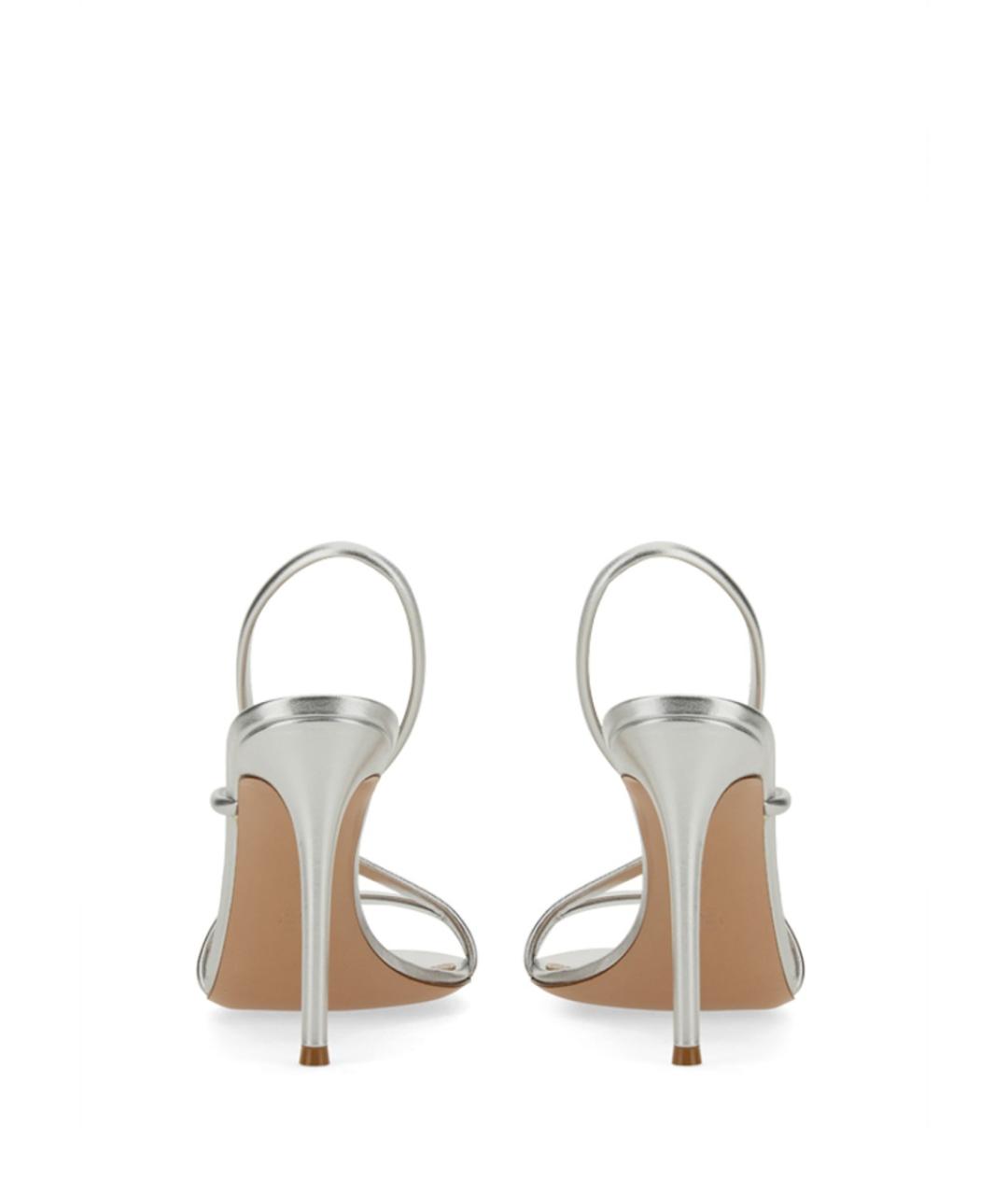 GIANVITO ROSSI Серебряные кожаные босоножки, фото 3