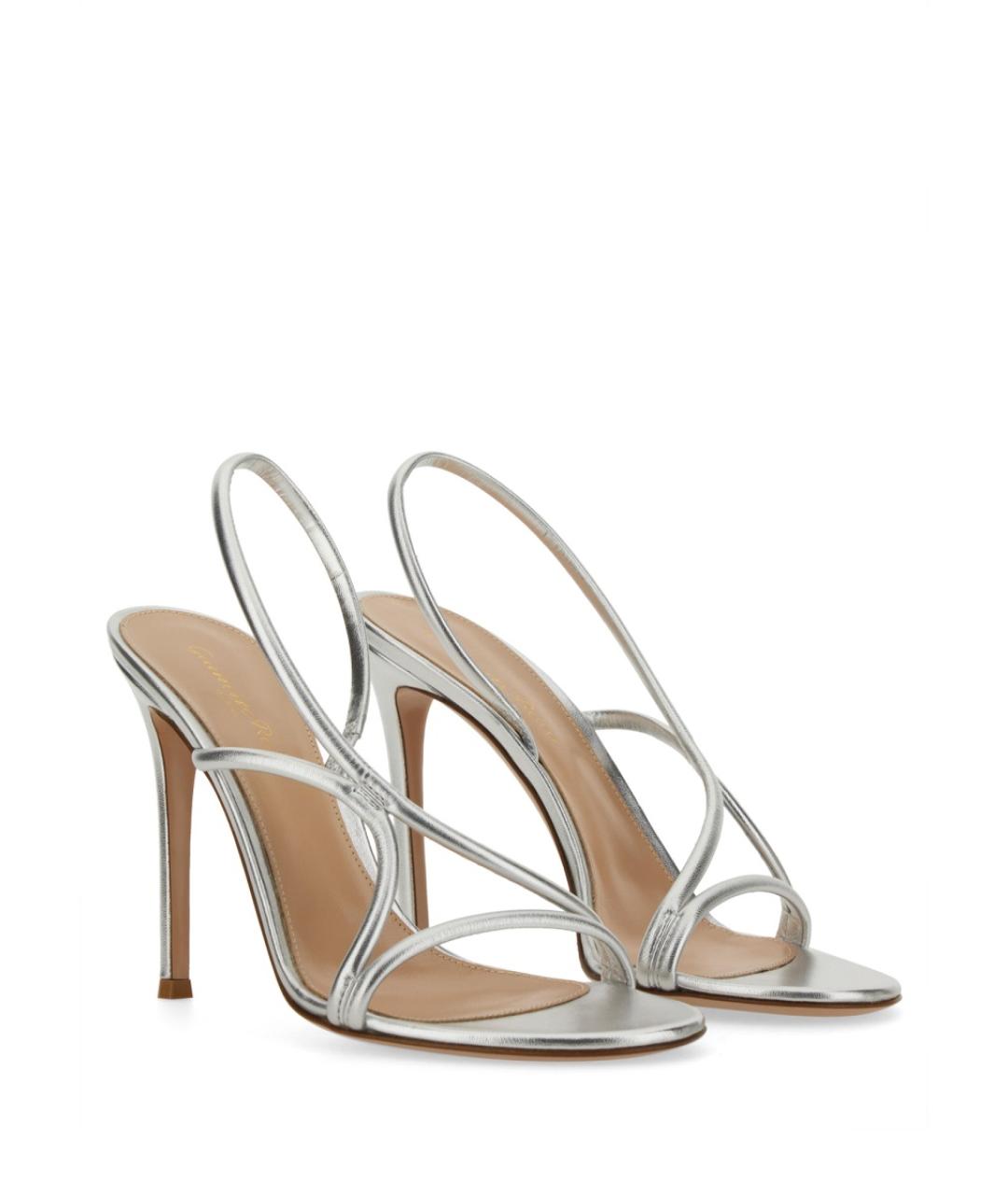 GIANVITO ROSSI Серебряные кожаные босоножки, фото 2
