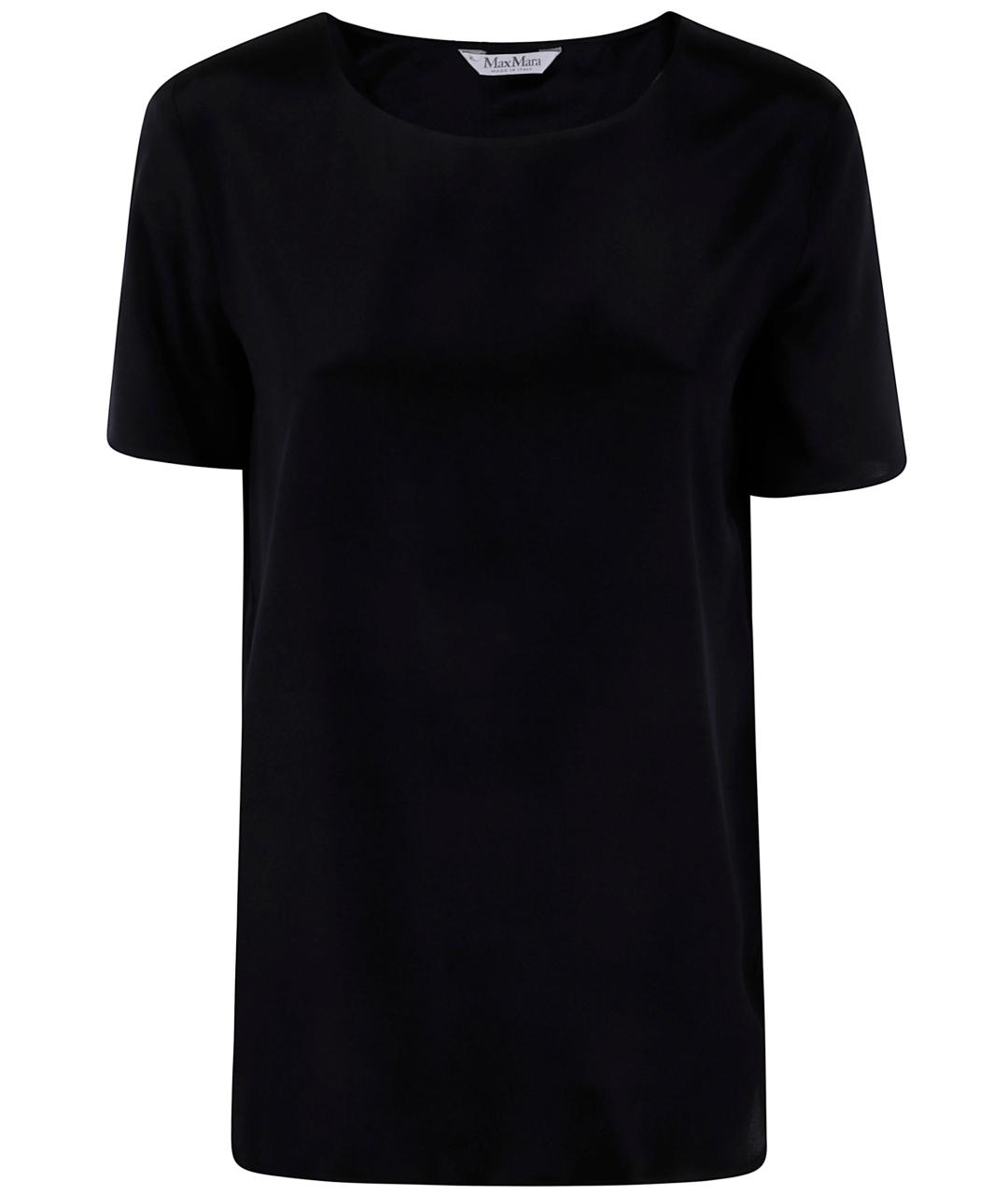 MAX MARA Черная шелковая футболка, фото 1