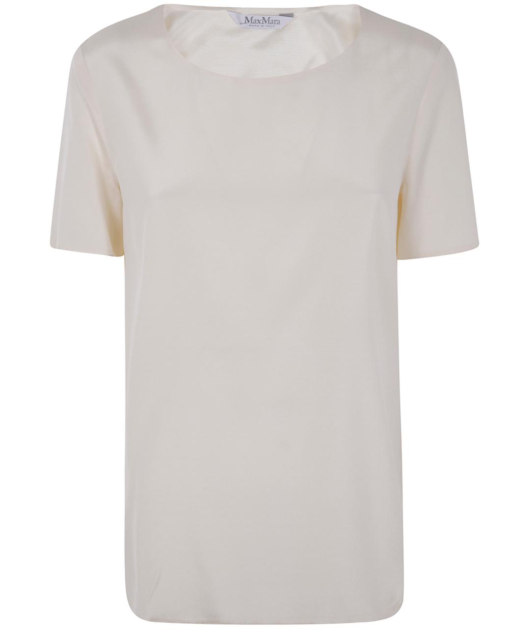 MAX MARA Бежевая шелковая футболка, фото 1