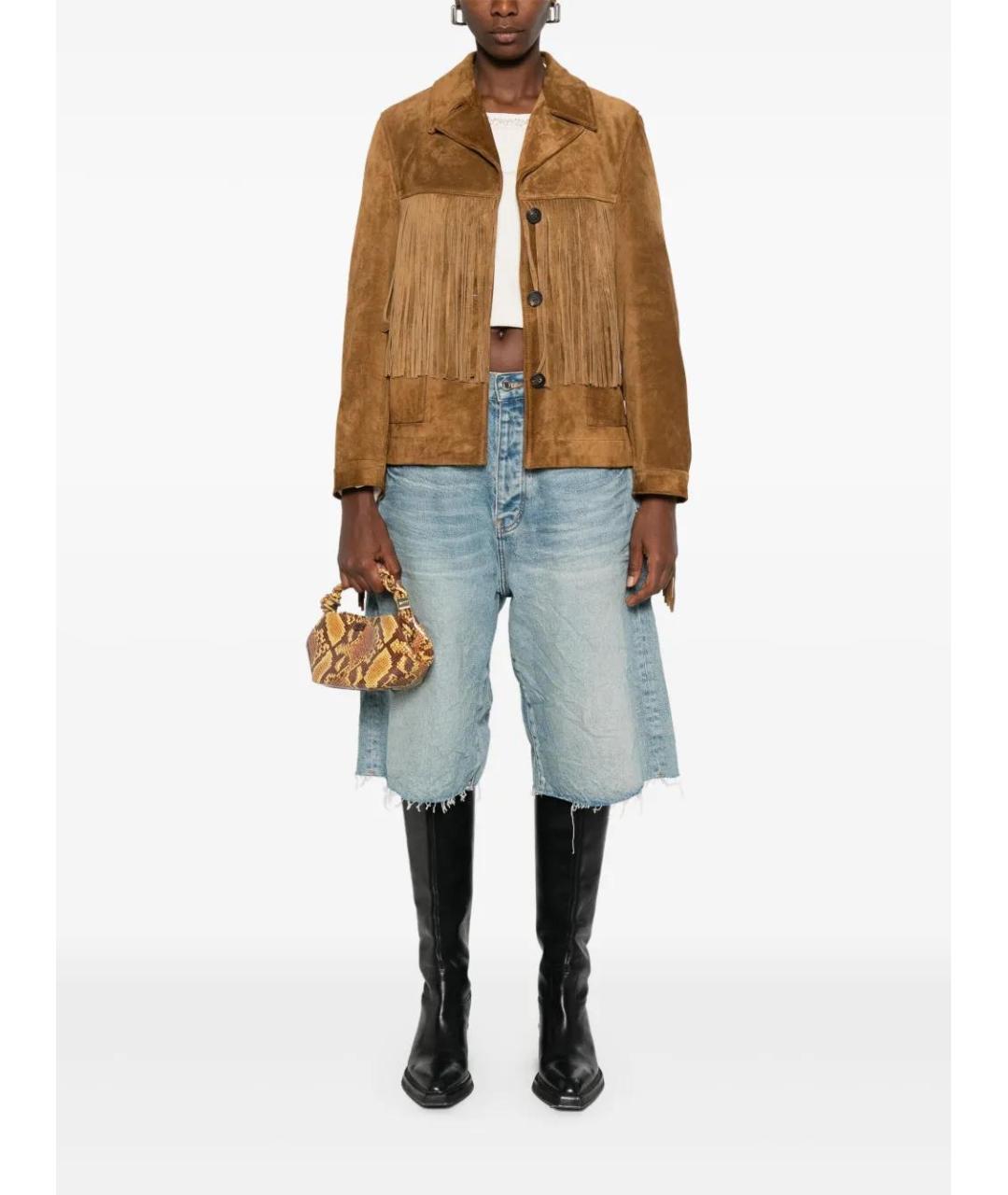 GOLDEN GOOSE DELUXE BRAND Коричневая замшевая куртка, фото 2