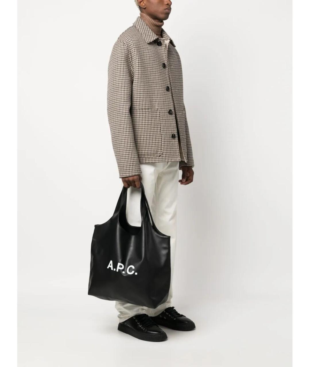 A.P.C. Черная синтетическая сумка тоут, фото 5