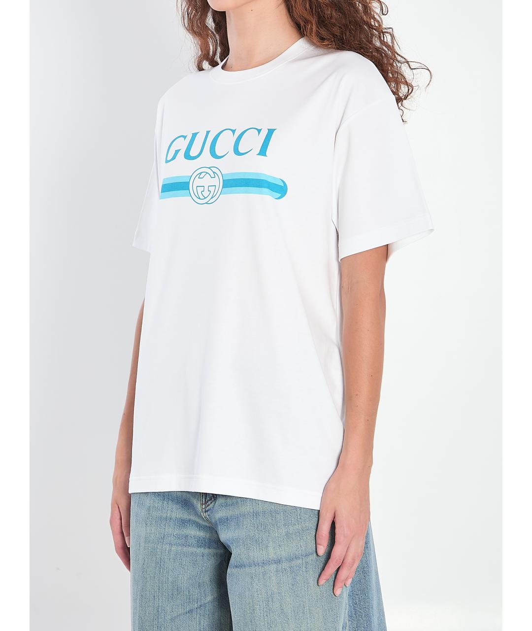 GUCCI Белая хлопковая футболка, фото 3