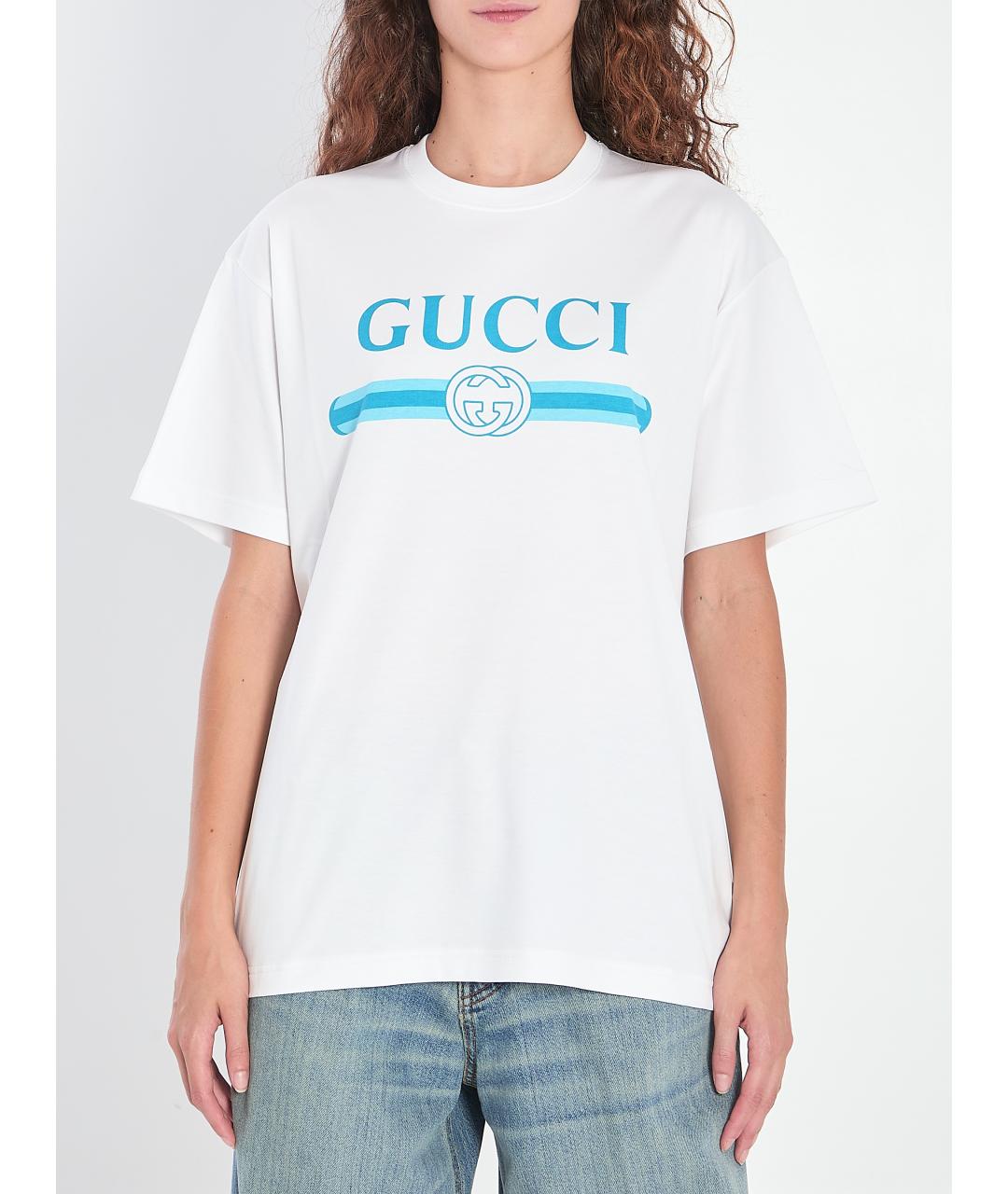 GUCCI Белая хлопковая футболка, фото 2