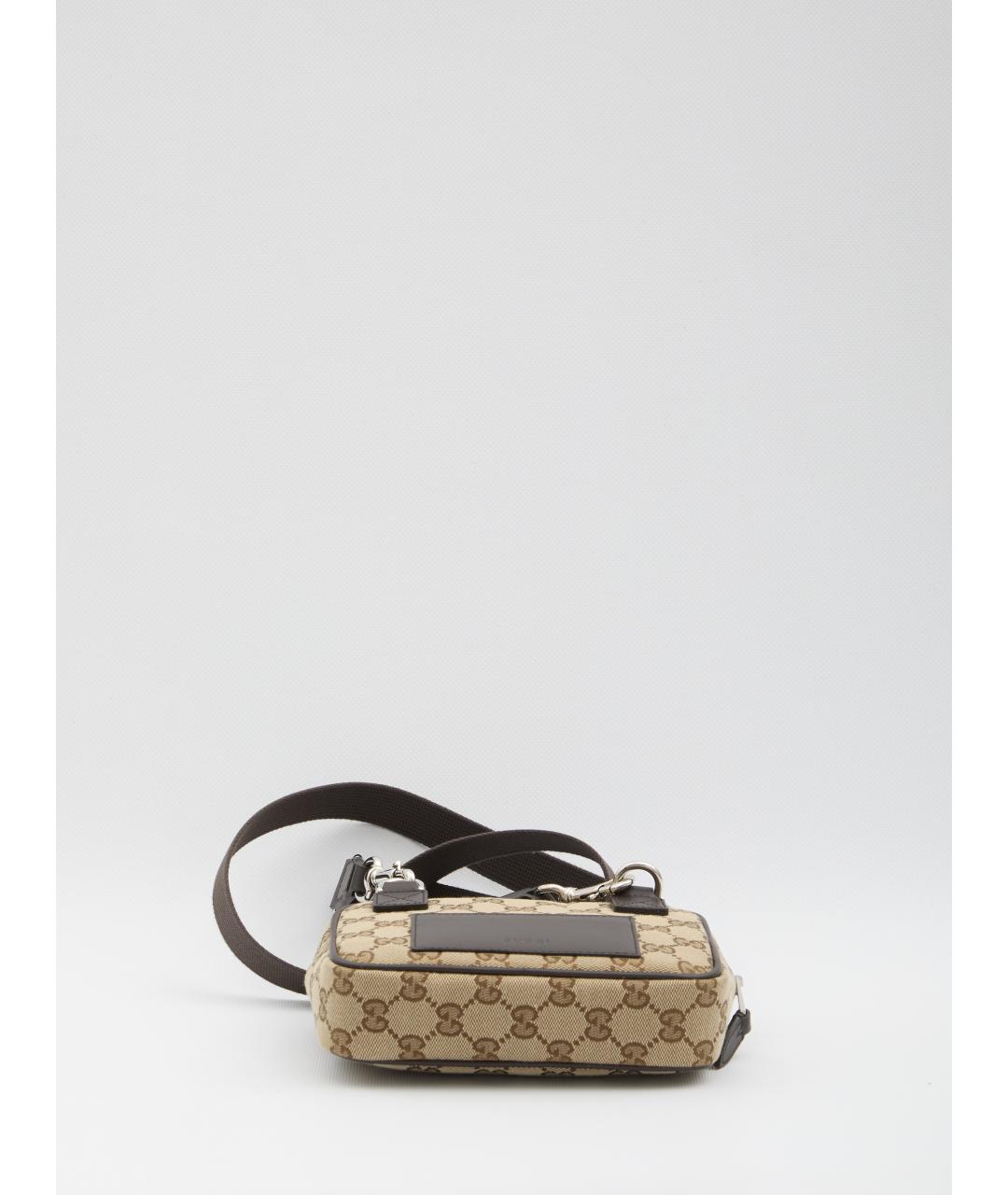 GUCCI Бежевая жаккардовая сумка на плечо, фото 3
