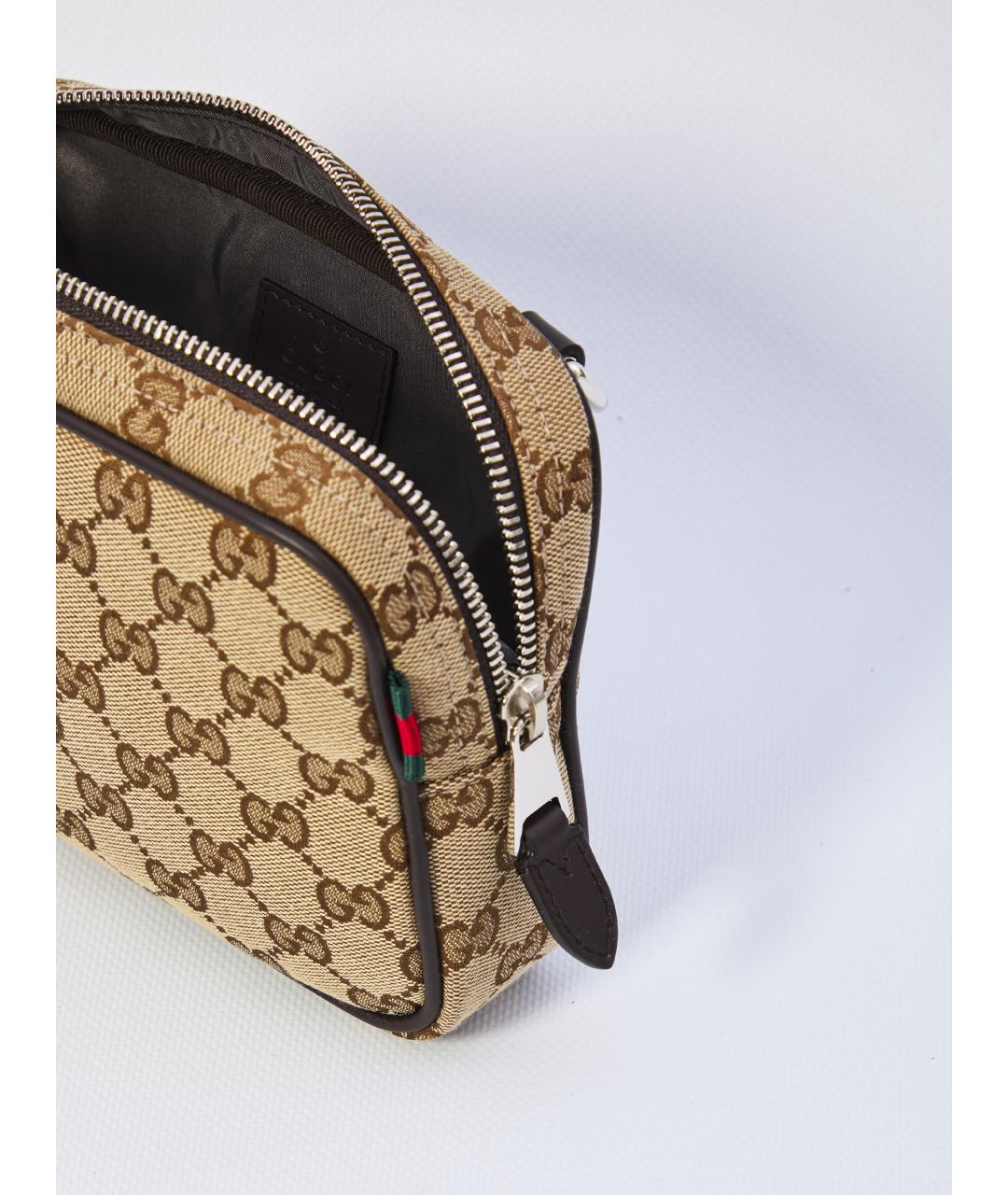 GUCCI Бежевая жаккардовая сумка на плечо, фото 4