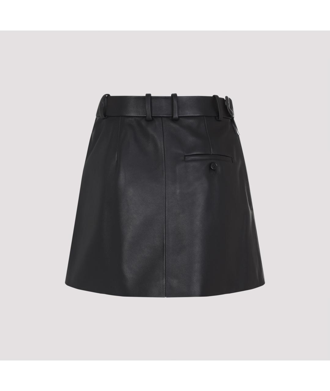LOEWE Черная кожаная юбка мини, фото 3