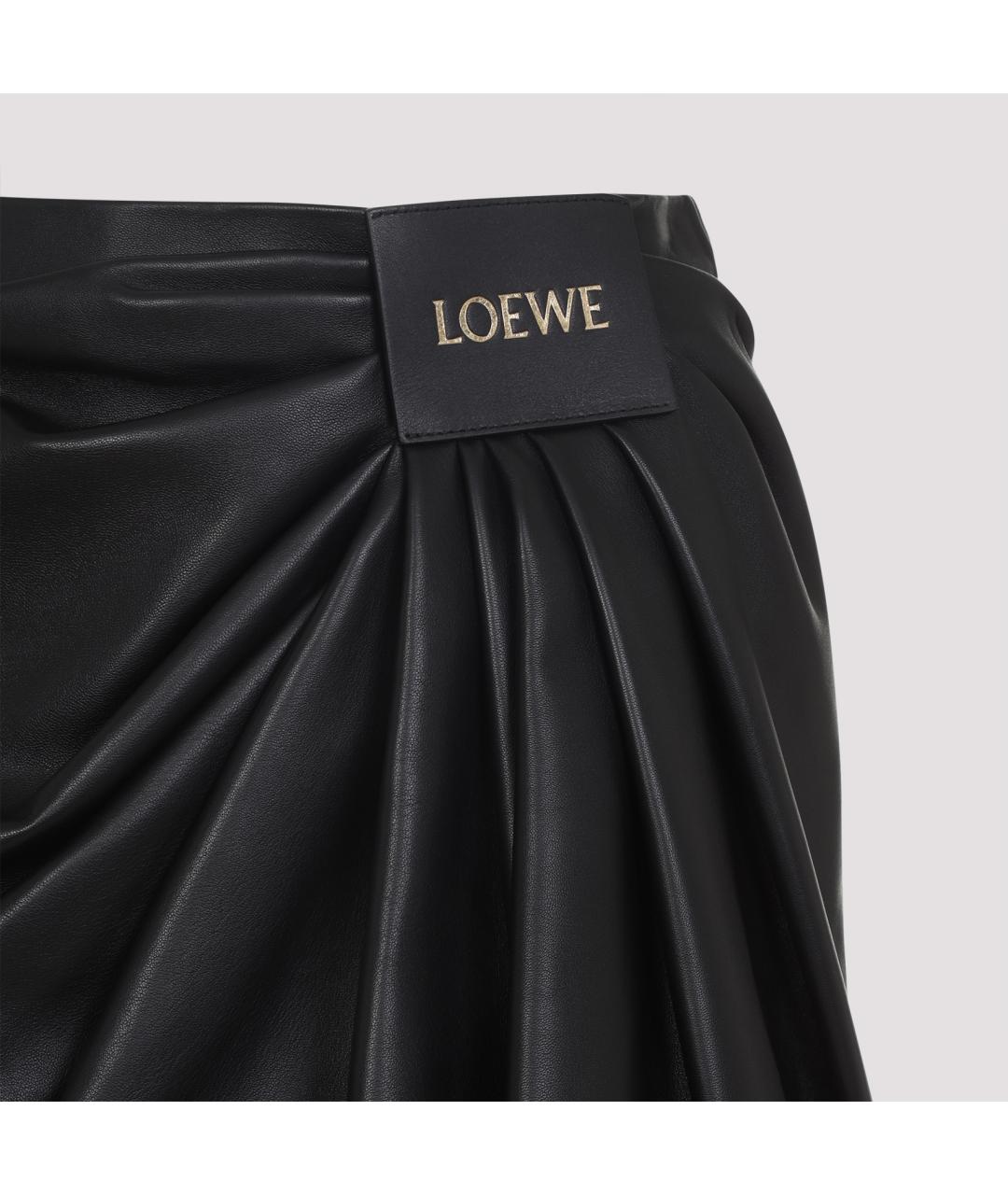 LOEWE Черная кожаная юбка мини, фото 5