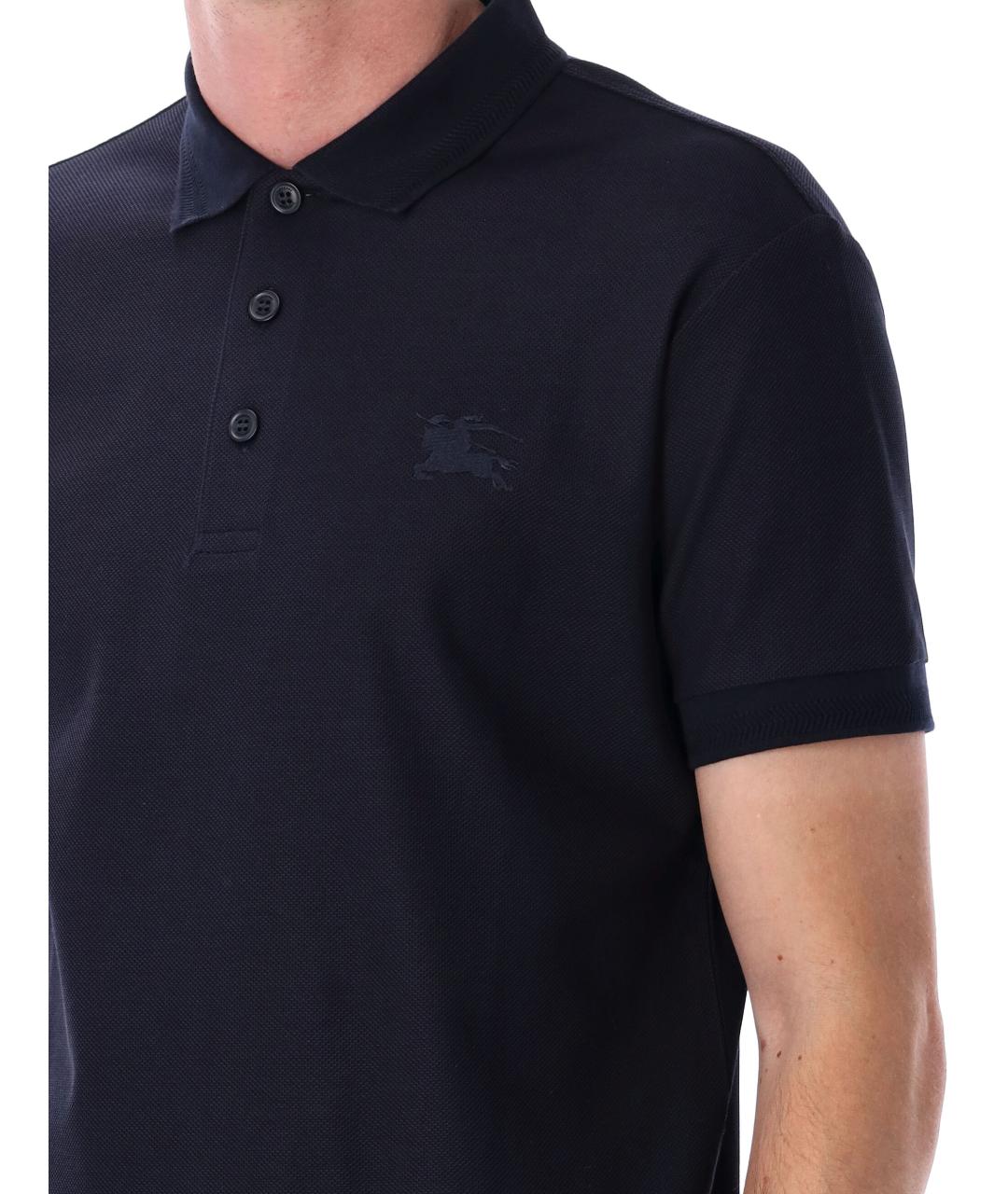 BURBERRY Темно-синяя хлопковая футболка, фото 3