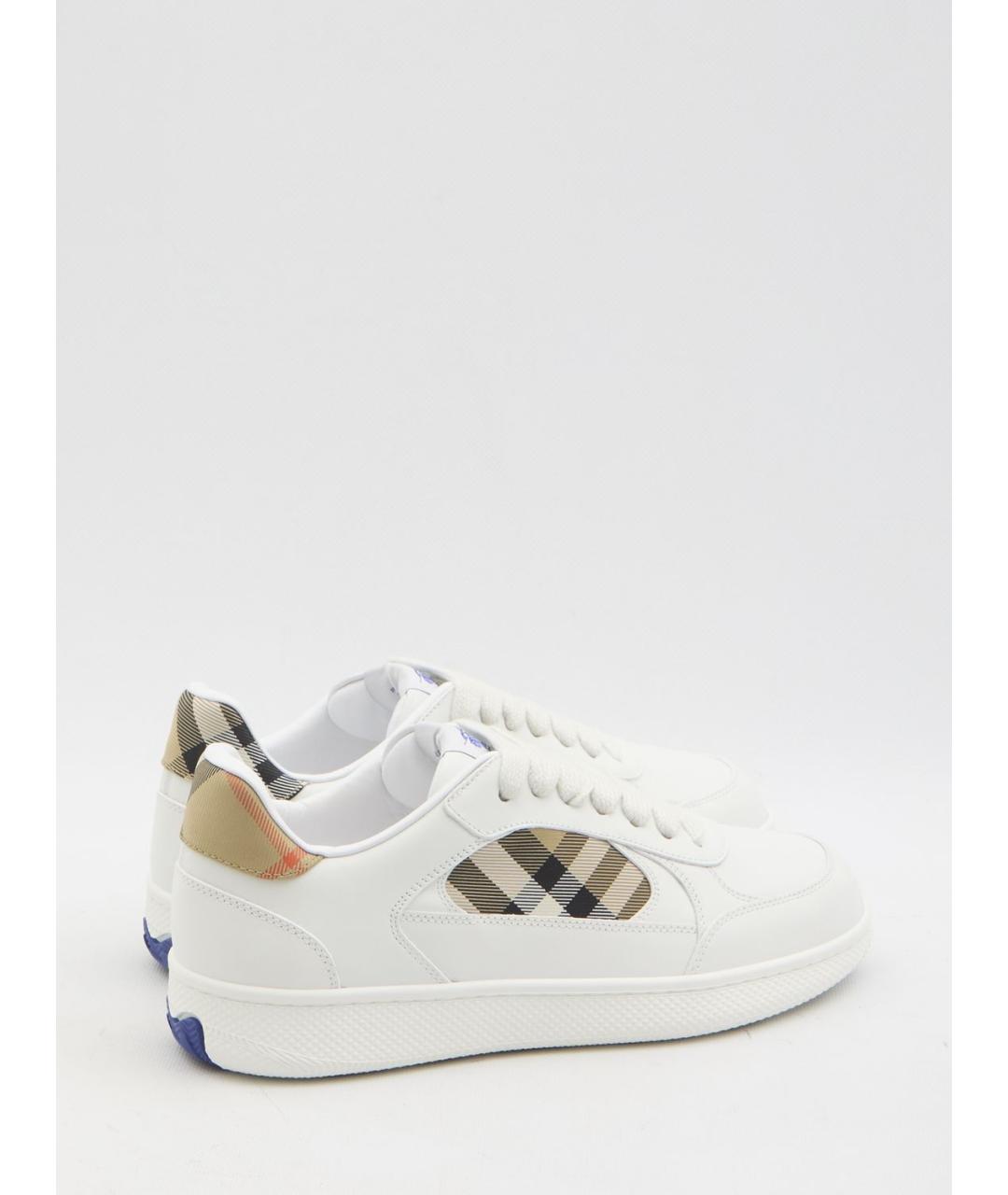 BURBERRY Белые кожаные низкие кроссовки / кеды, фото 3