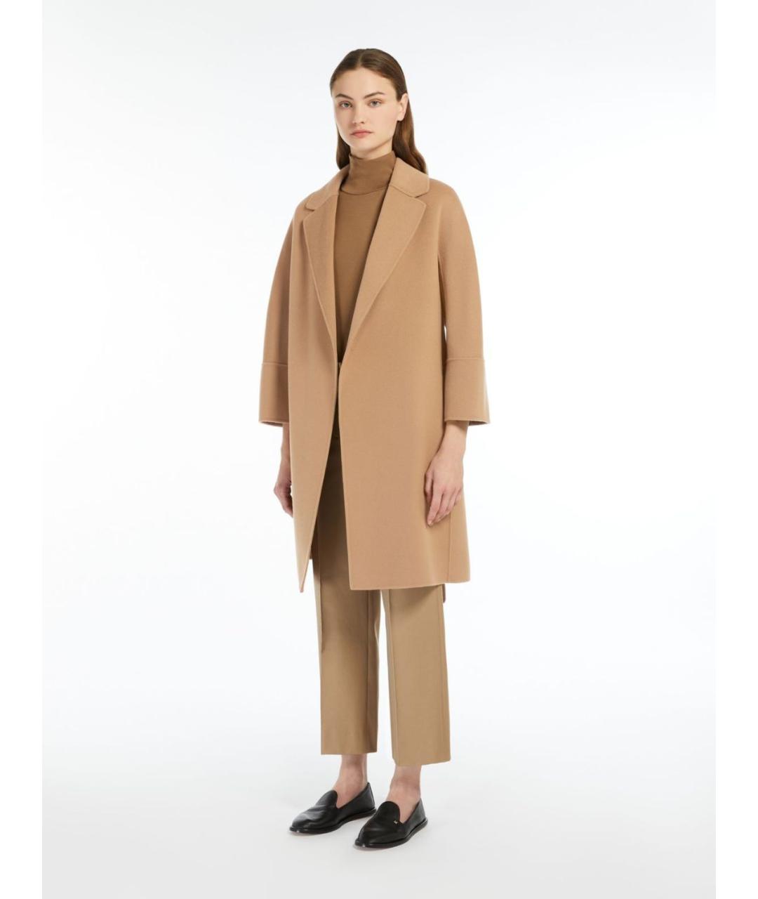 'S MAX MARA Бежевое шерстяное пальто, фото 5