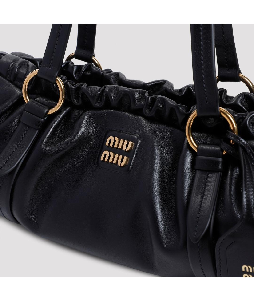 MIU MIU Черная кожаная сумка через плечо, фото 4