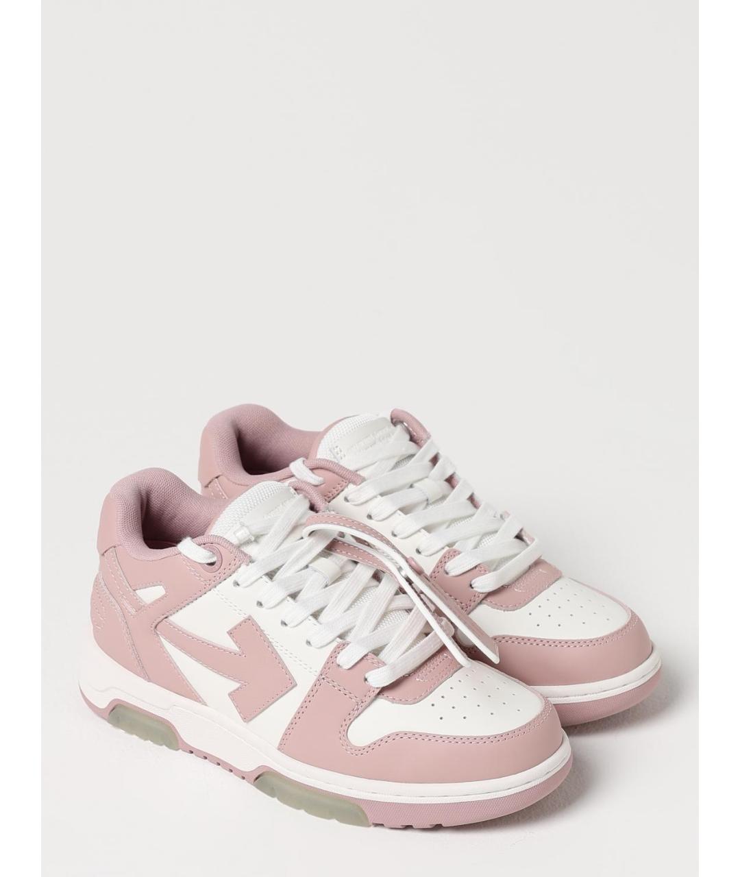 OFF-WHITE Розовые кожаные кеды, фото 2