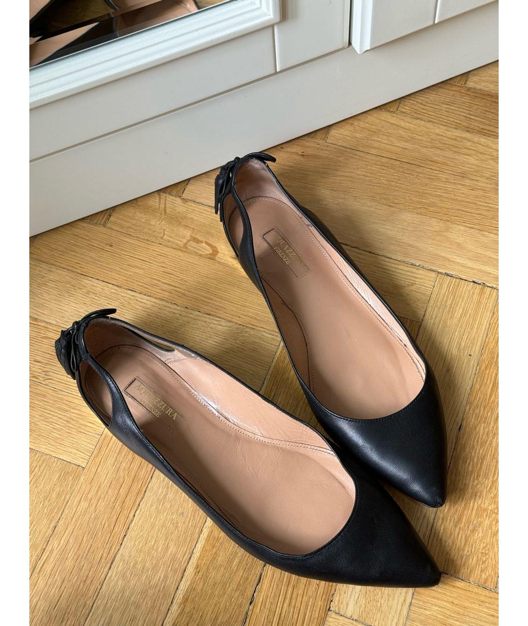 AQUAZZURA Черные кожаные балетки, фото 2