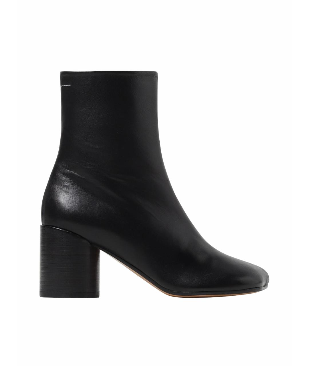 MM6 MAISON MARGIELA Черные кожаные ботильоны, фото 1