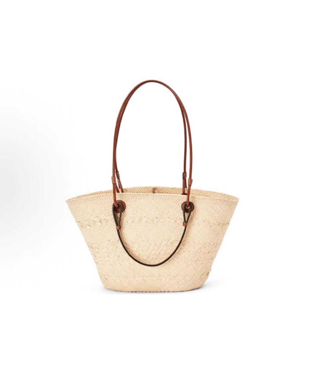 LOEWE Бежевая пелетеная пляжная сумка, фото 3
