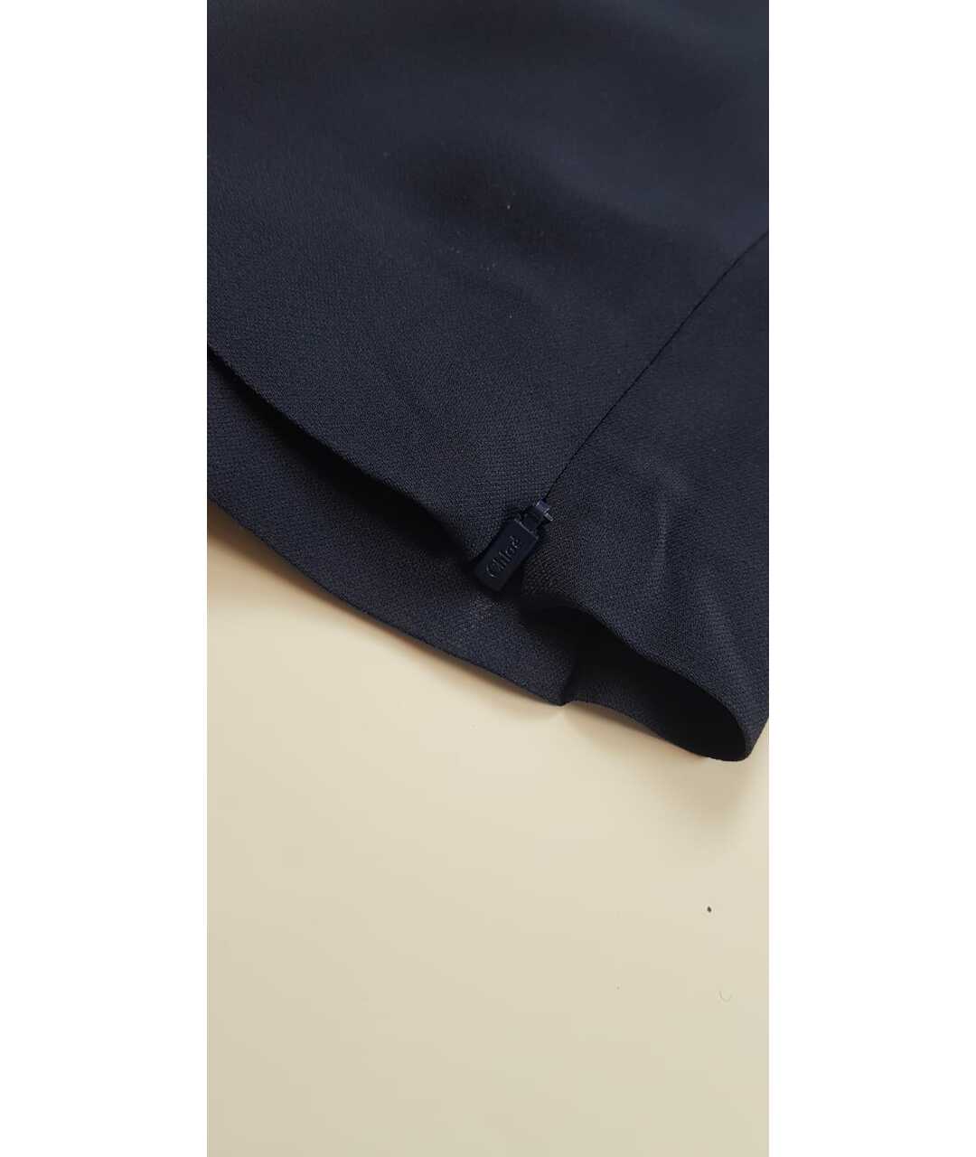 CHLOE Темно-синие ацетатные прямые брюки, фото 3