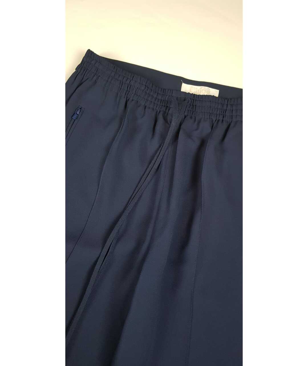CHLOE Темно-синие ацетатные прямые брюки, фото 5