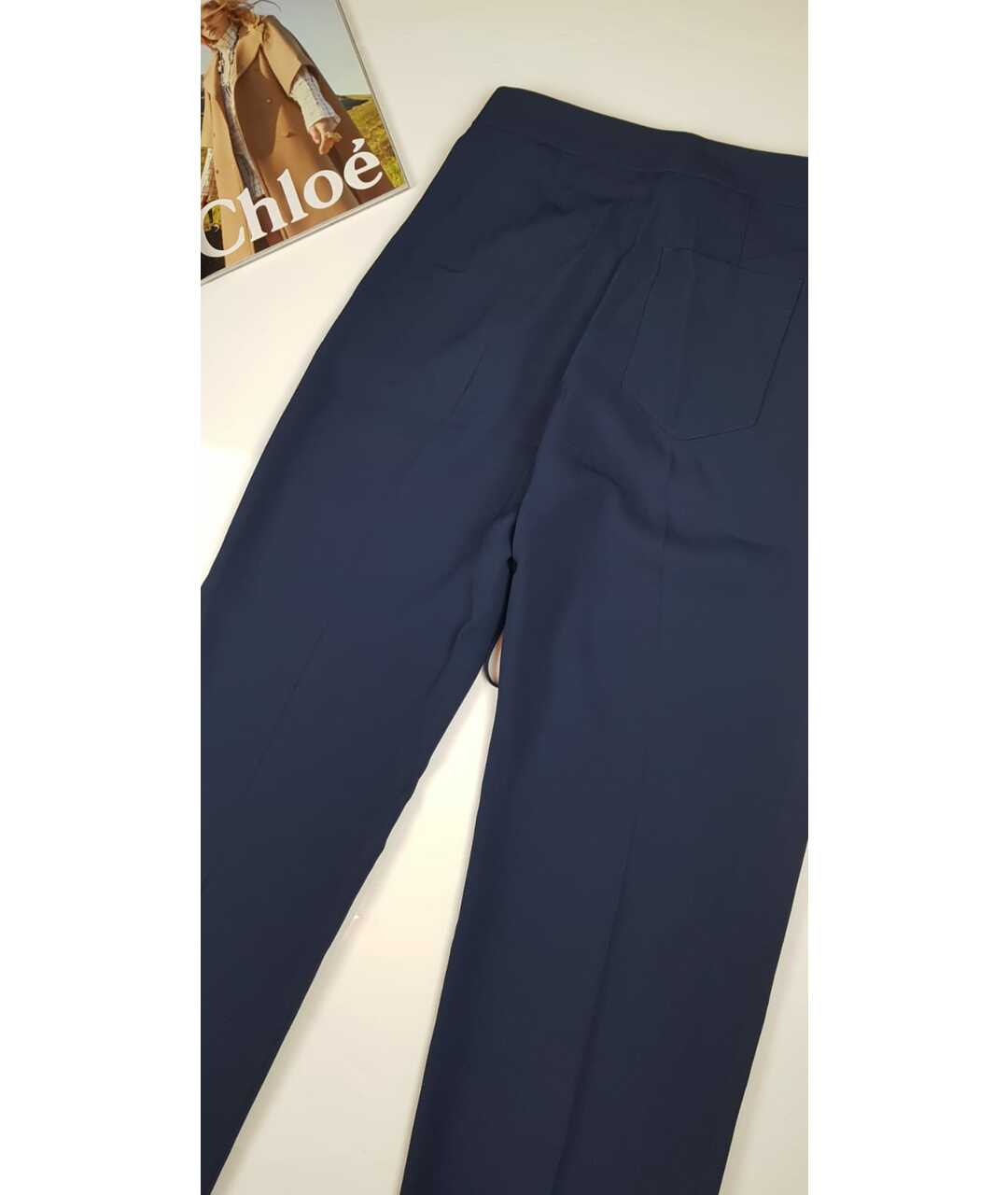 CHLOE Темно-синие ацетатные прямые брюки, фото 4
