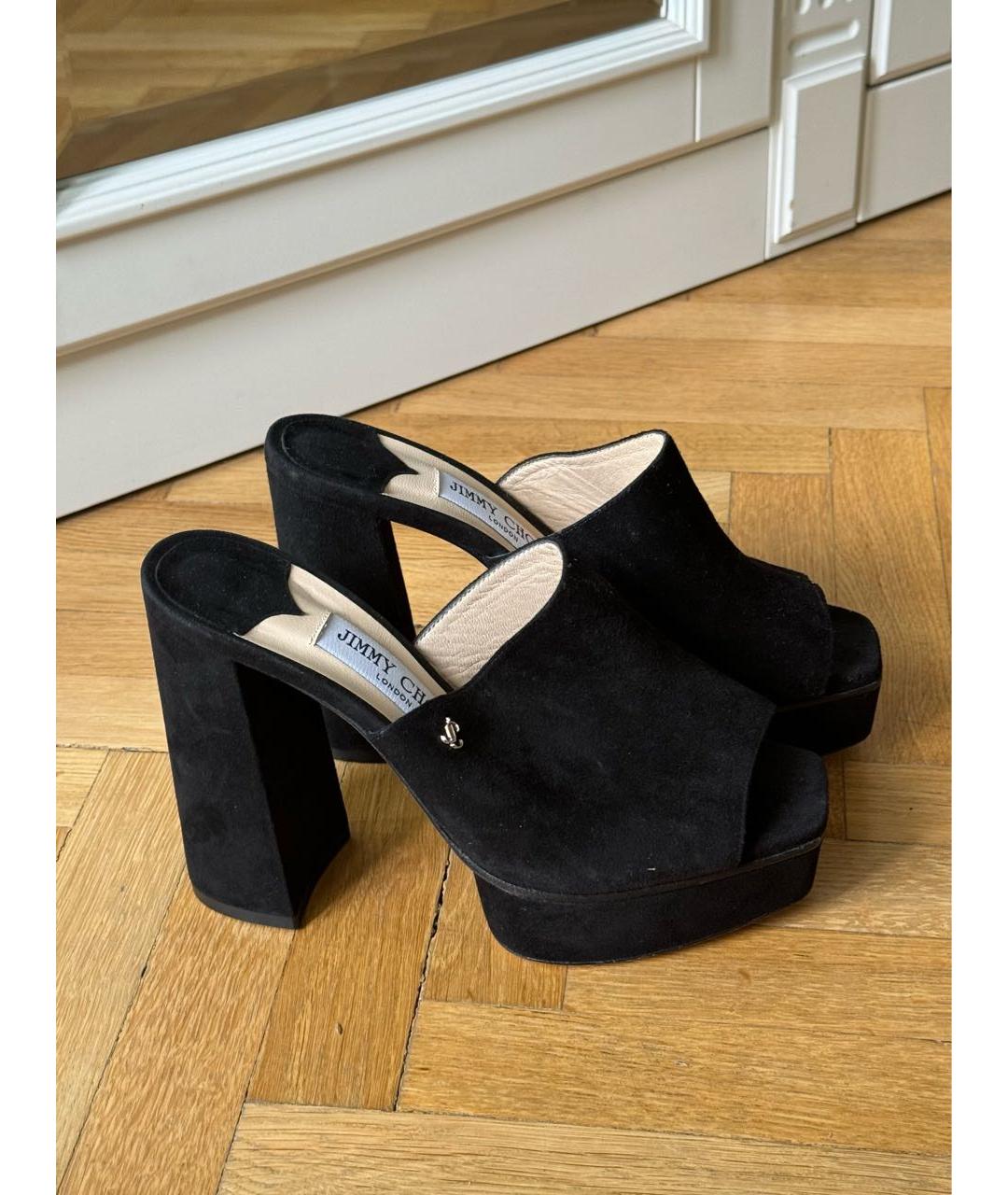 JIMMY CHOO Черные замшевые мюли, фото 2