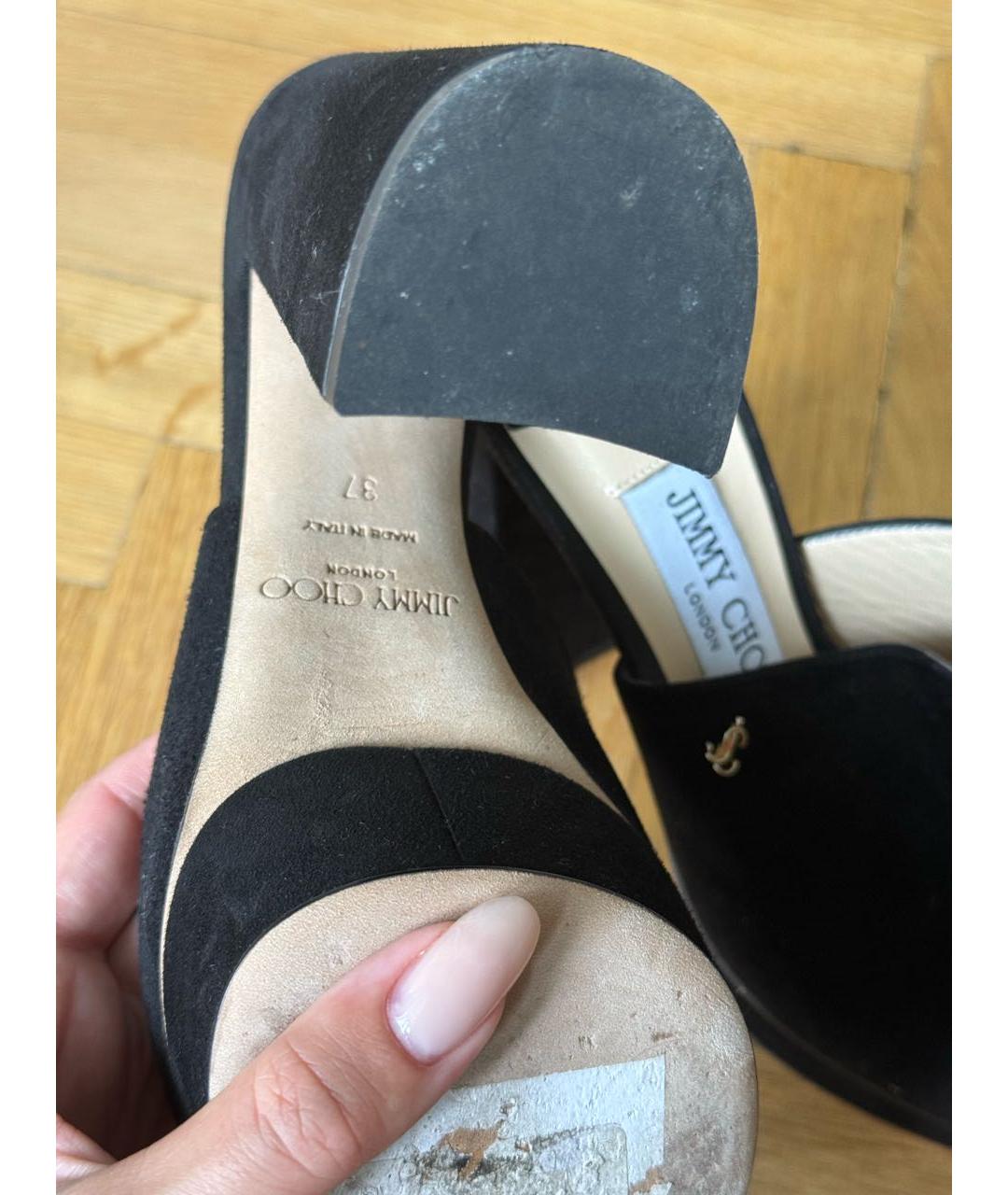JIMMY CHOO Черные замшевые мюли, фото 4