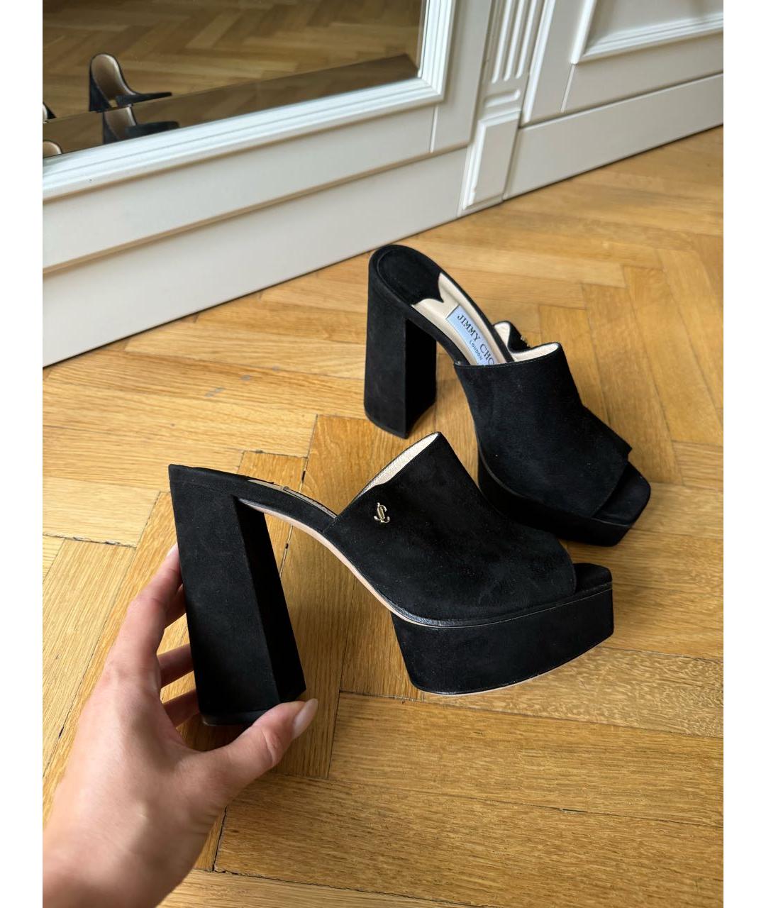 JIMMY CHOO Черные замшевые мюли, фото 3
