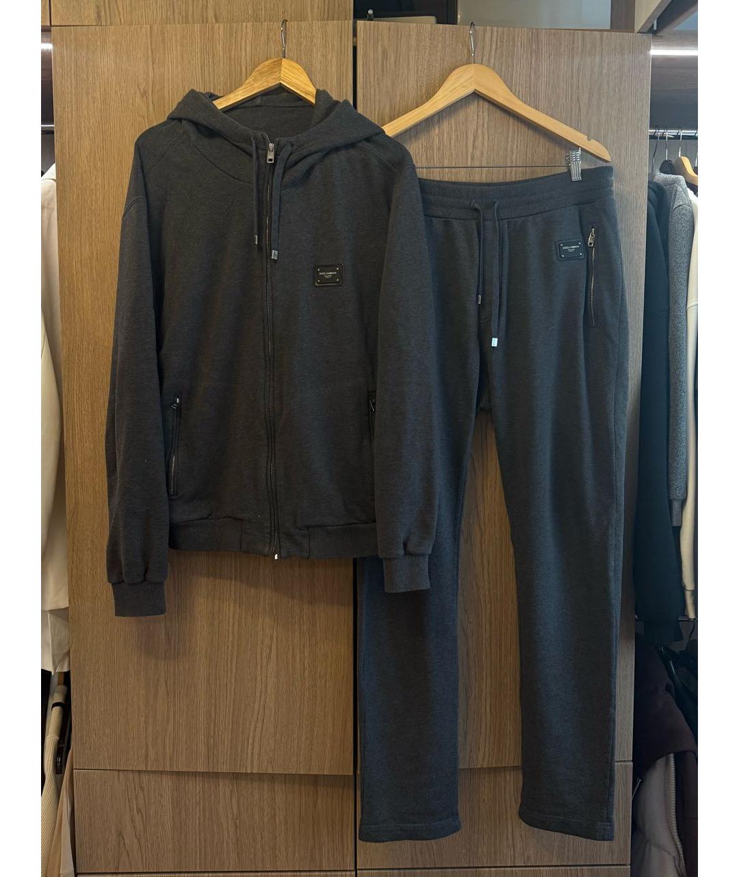 DOLCE&GABBANA Антрацитовый хлопковый спортивный костюм, фото 3