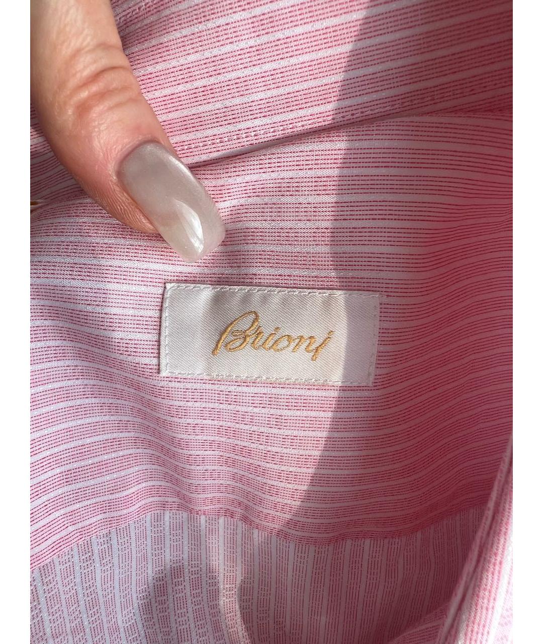 BRIONI Розовая хлопковая классическая рубашка, фото 3