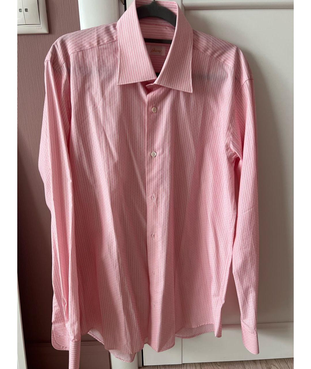 BRIONI Розовая хлопковая классическая рубашка, фото 5
