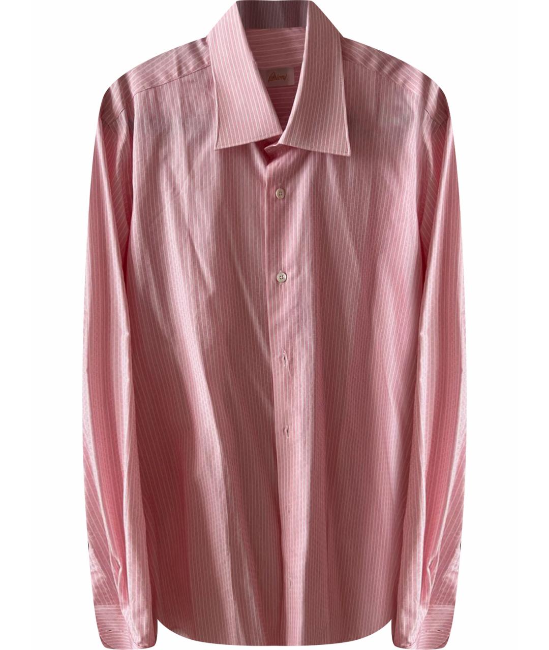 BRIONI Розовая хлопковая классическая рубашка, фото 1