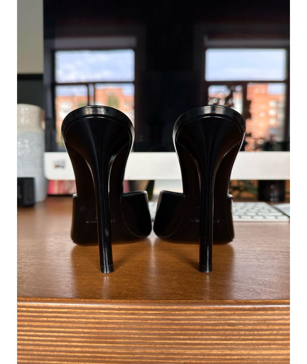 SAINT LAURENT Черные кожаные мюли, фото 6