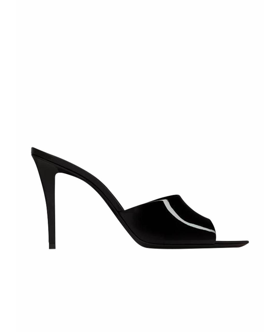 SAINT LAURENT Черные кожаные мюли, фото 1