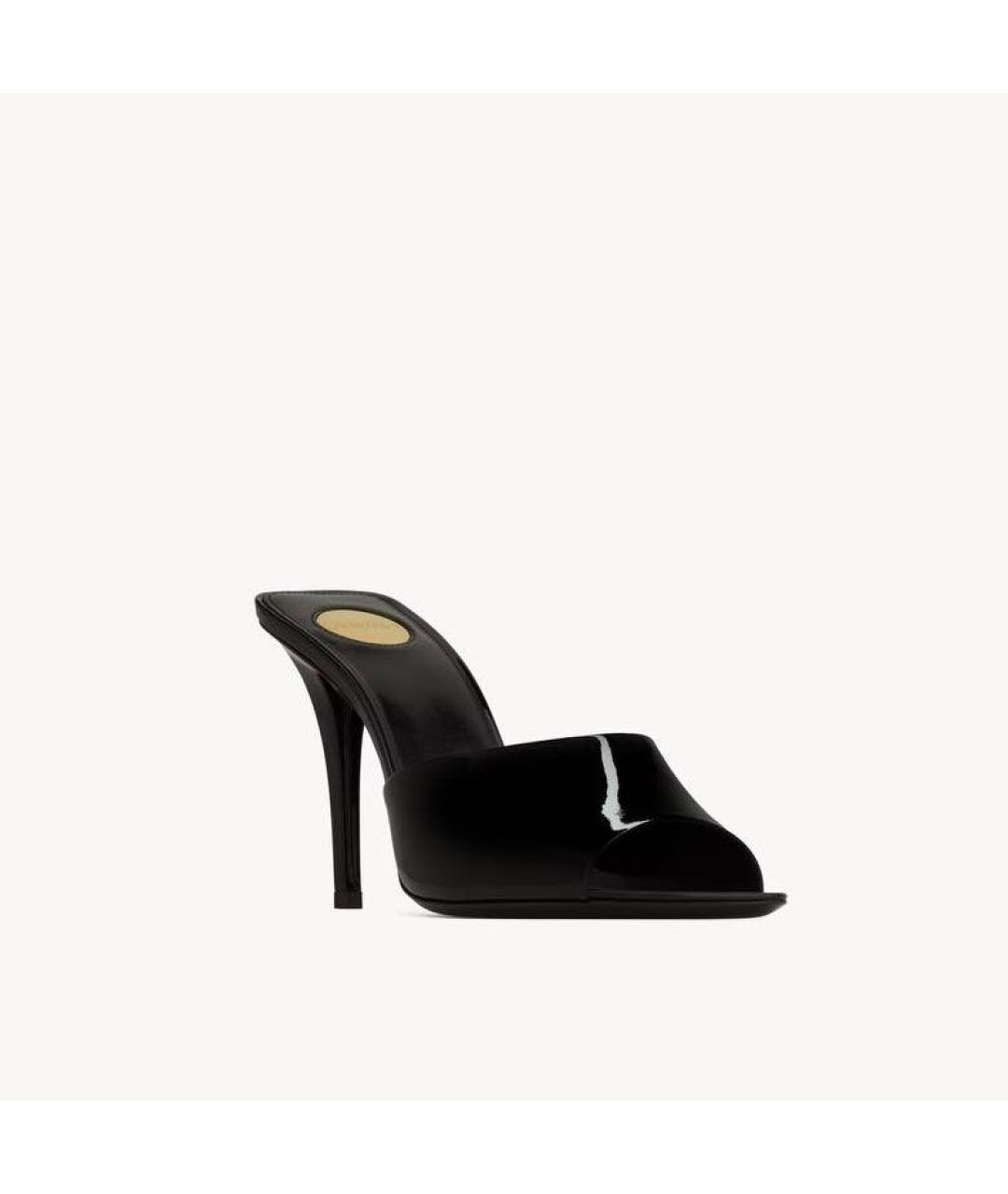 SAINT LAURENT Черные кожаные мюли, фото 3