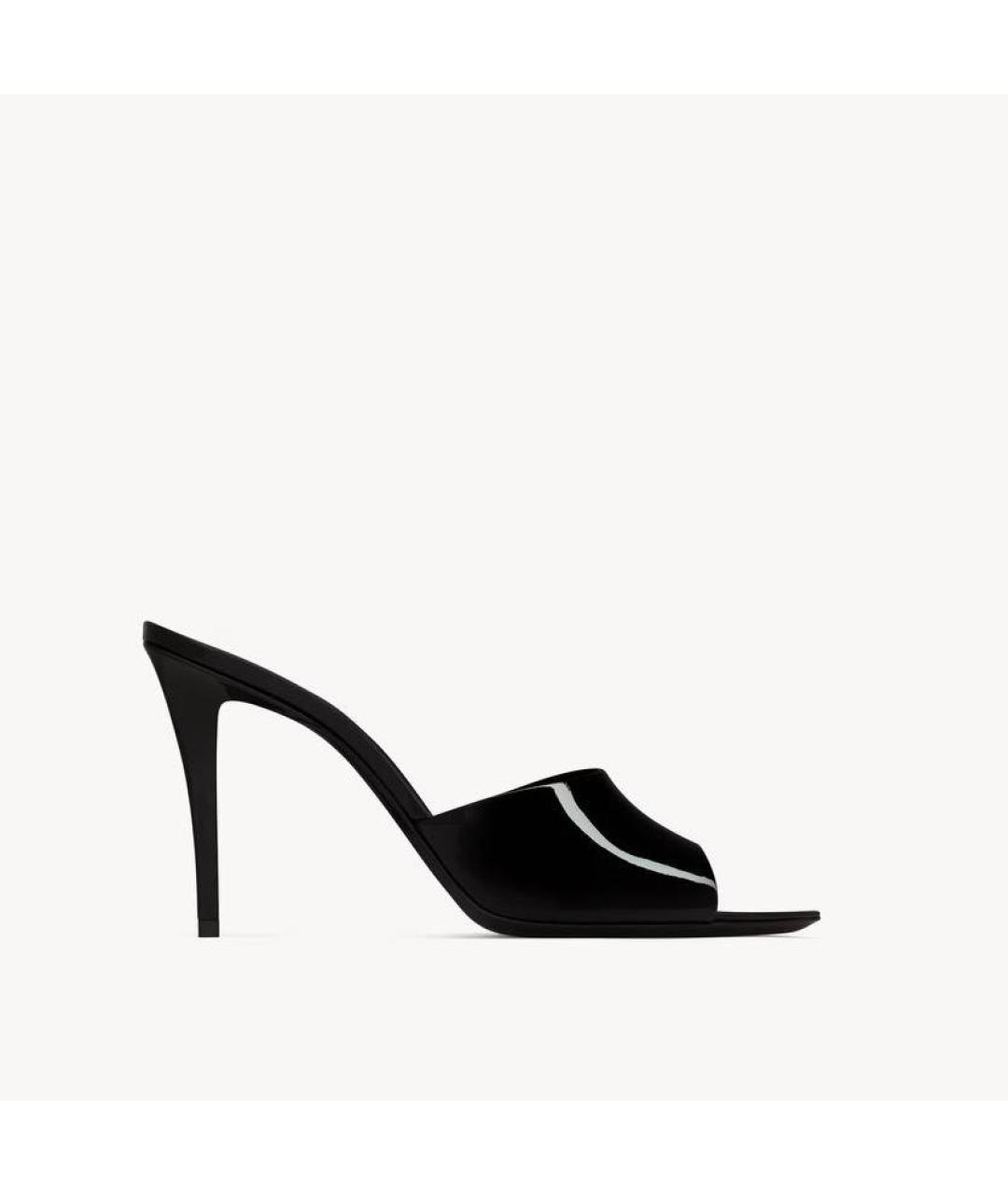 SAINT LAURENT Черные кожаные мюли, фото 8