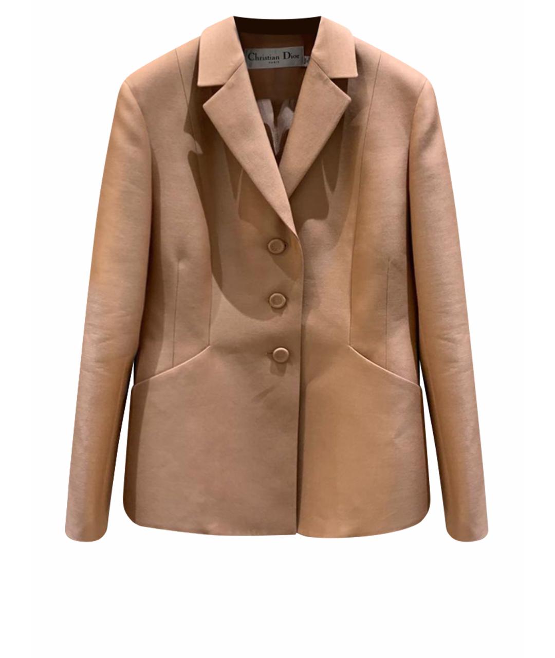 CHRISTIAN DIOR Бежевый шелковый жакет/пиджак, фото 1